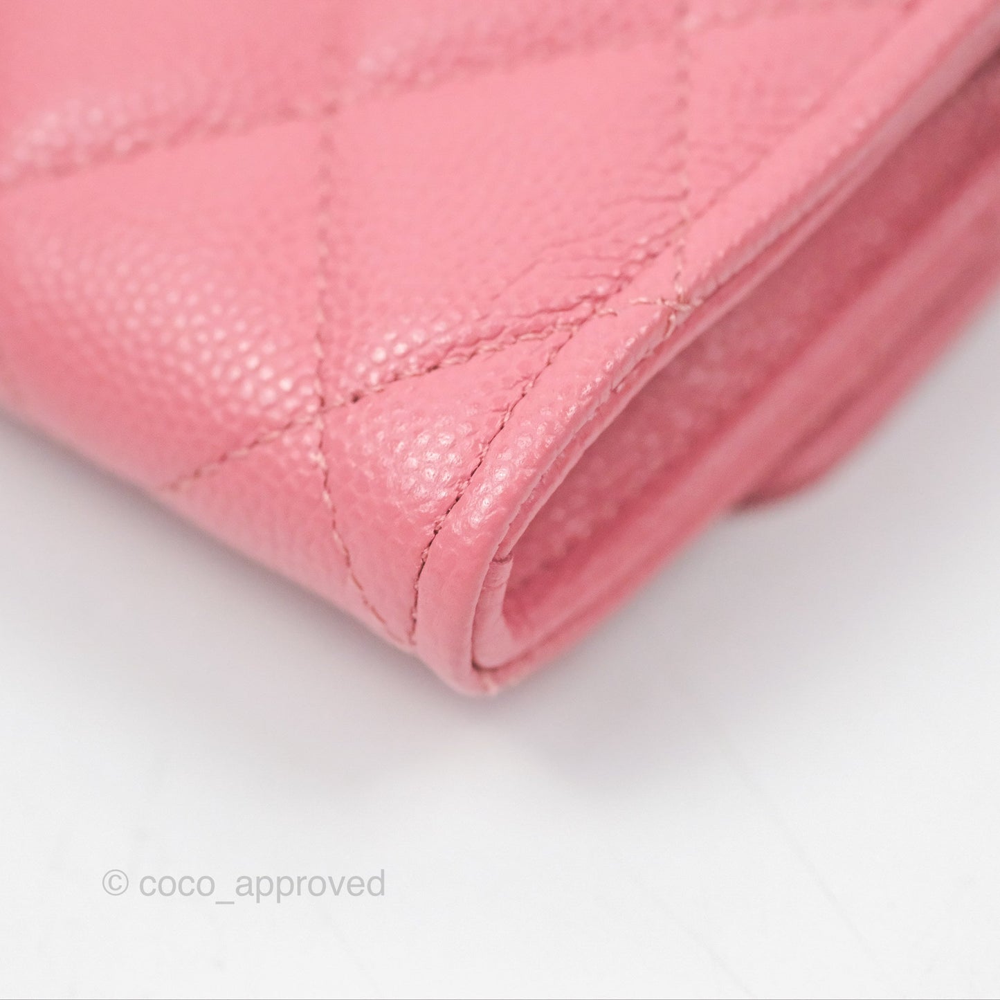 Chanel Quilted Flap Card Holder Pink Caviar Gold Hardware