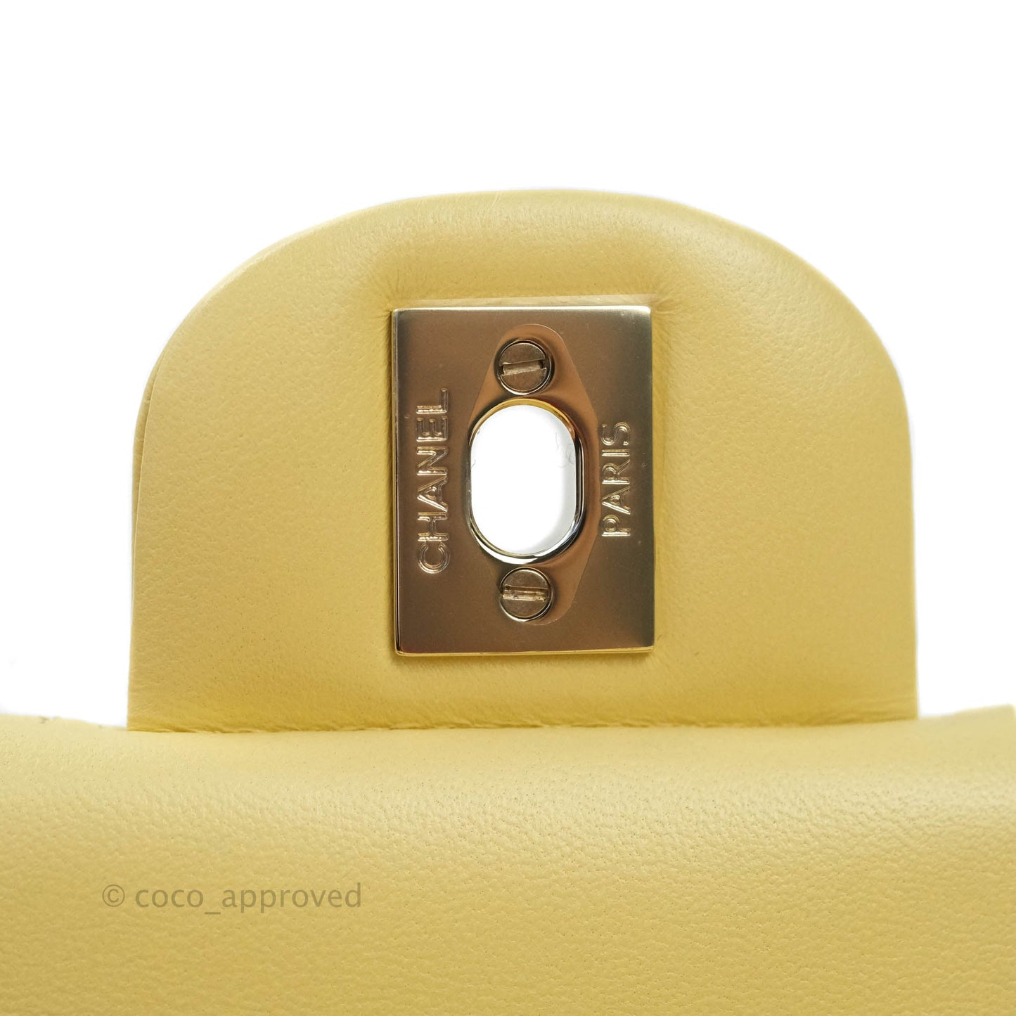 Chanel Mini Square Pale Yellow Lambskin Gold Hardware 21C