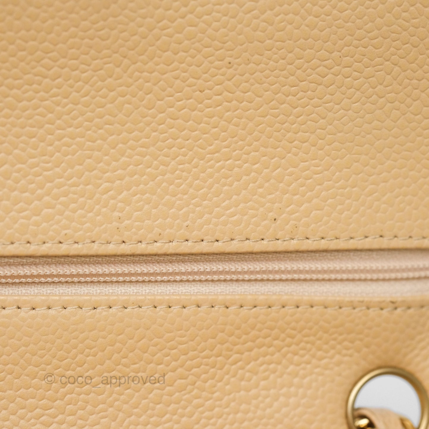Chanel M/L Medium Classic Flap Quilted Beige Caviar Gold Hardware
