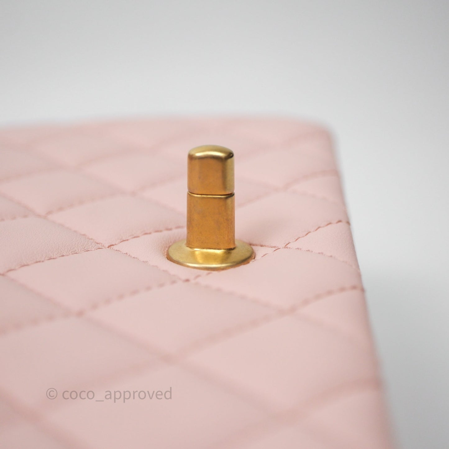 Chanel Mini Rectangular Pearl Crush Baby Pink Lambskin Aged Gold Hardware