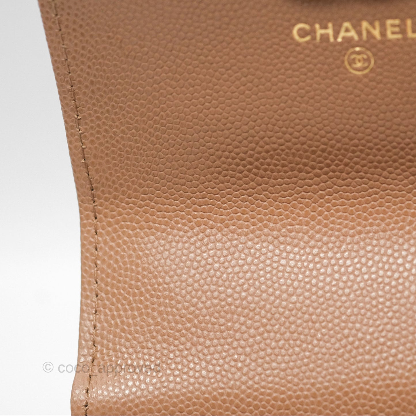 Chanel CC Chain Clutch with Chain Beige Caviar Gold Hardware