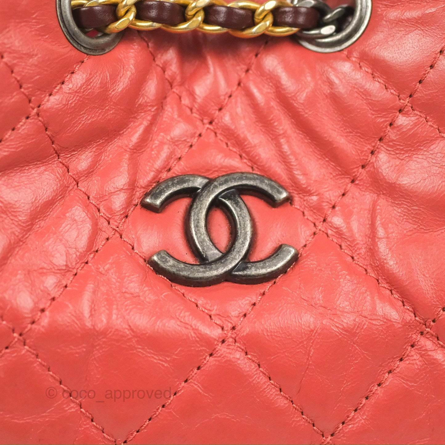 Chanel Medium Gabrielle Backpack Quilted Red Aged Calfskin