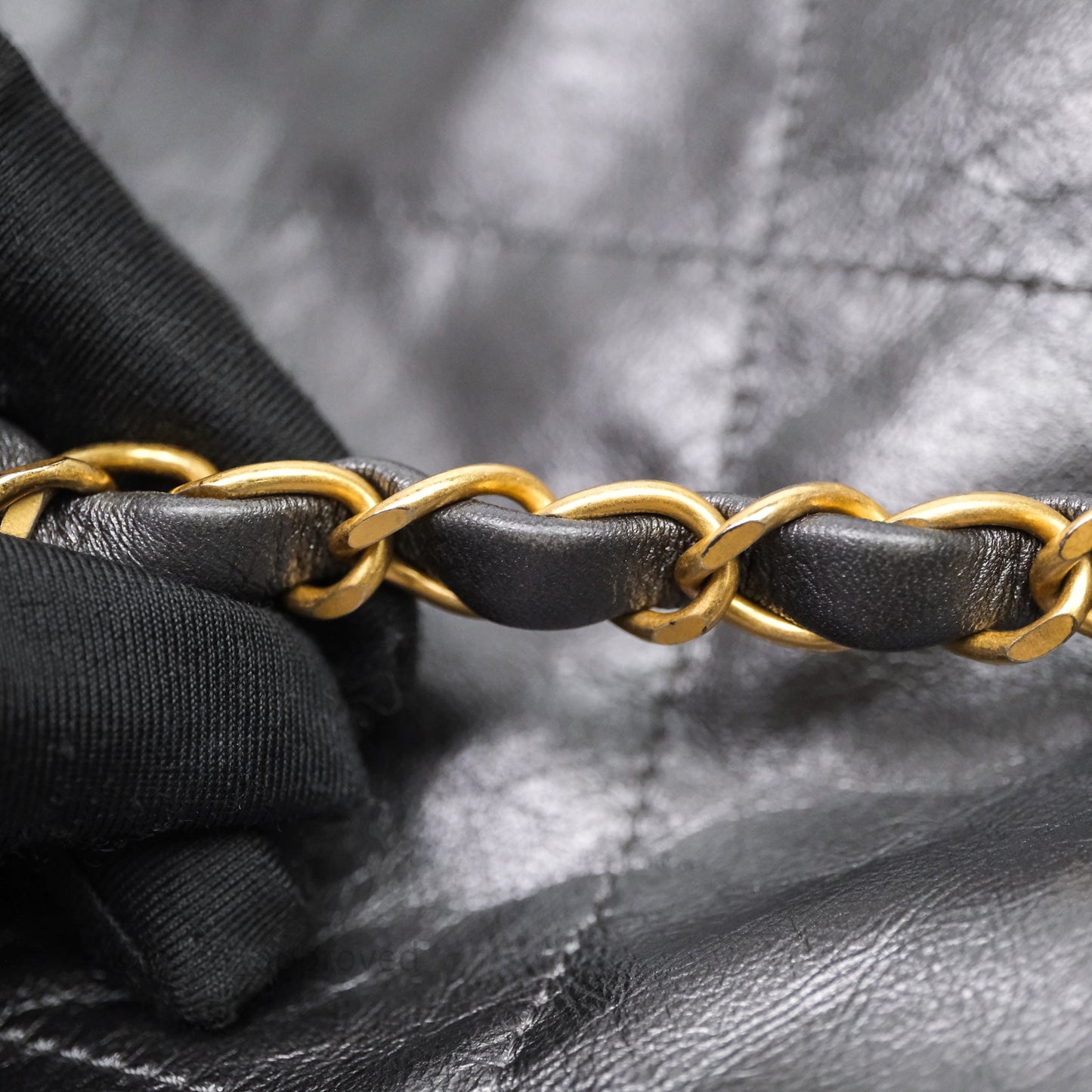 Chanel 22 Bag Medium Dark Grey Calfskin Gold Hardware