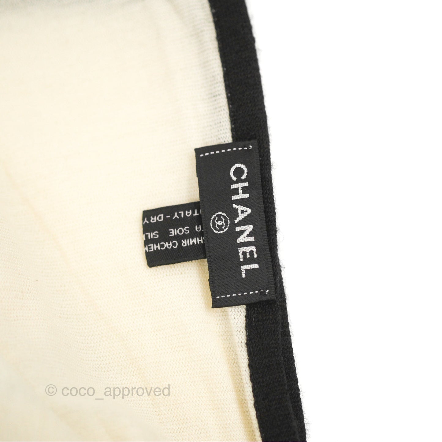 Chanel Cashmere Long Scarf White & Black