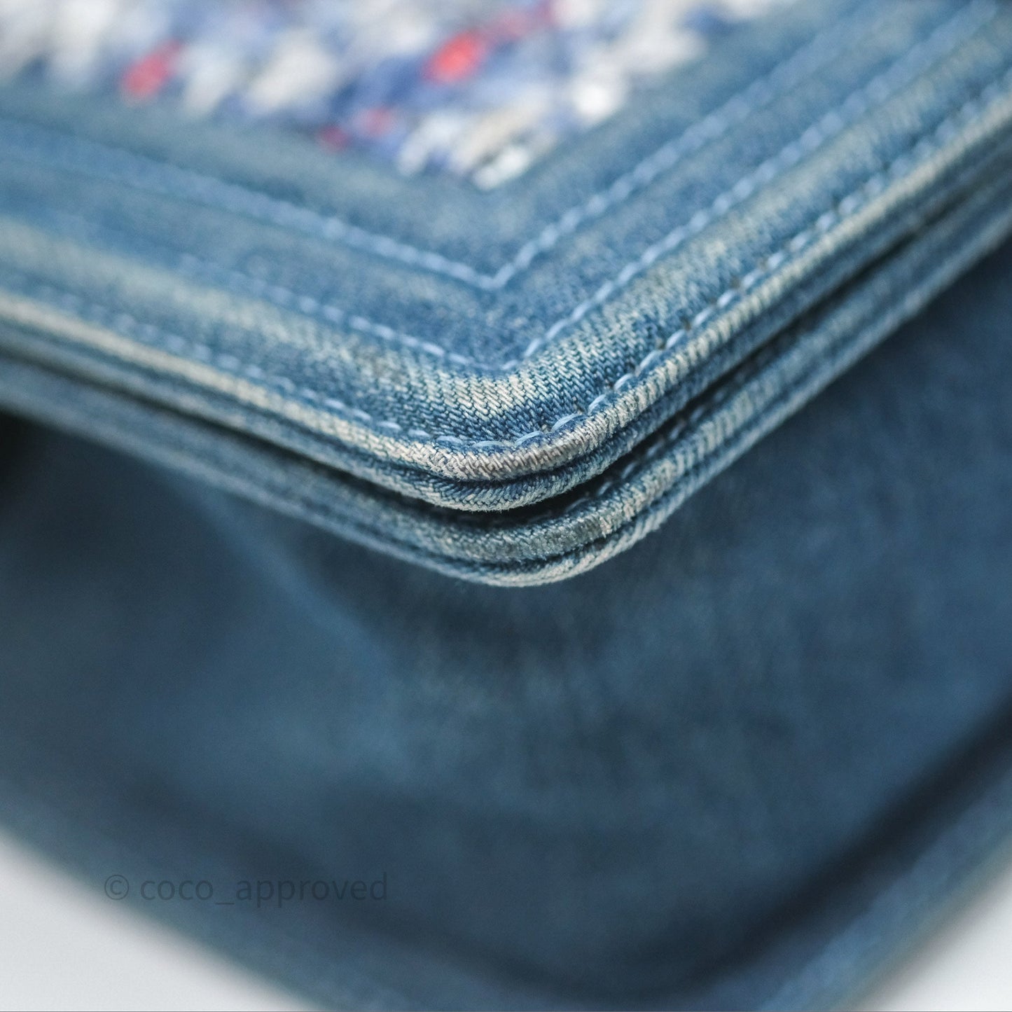 Chanel Small Boy Blue Denim Tweed Ruthenium Hardware