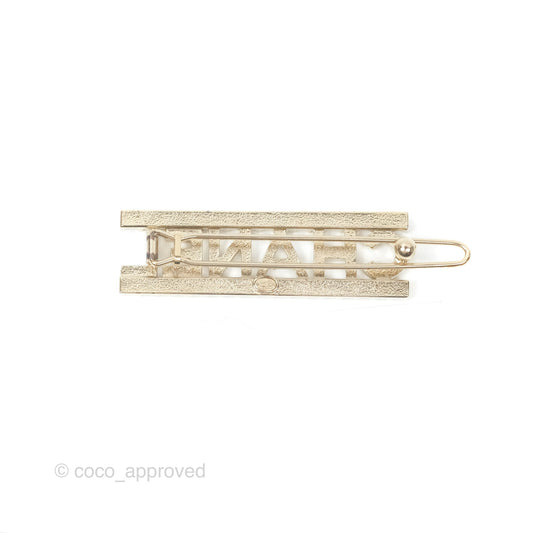 Chanel Crystal Hair Clip Gold Tone 22S
