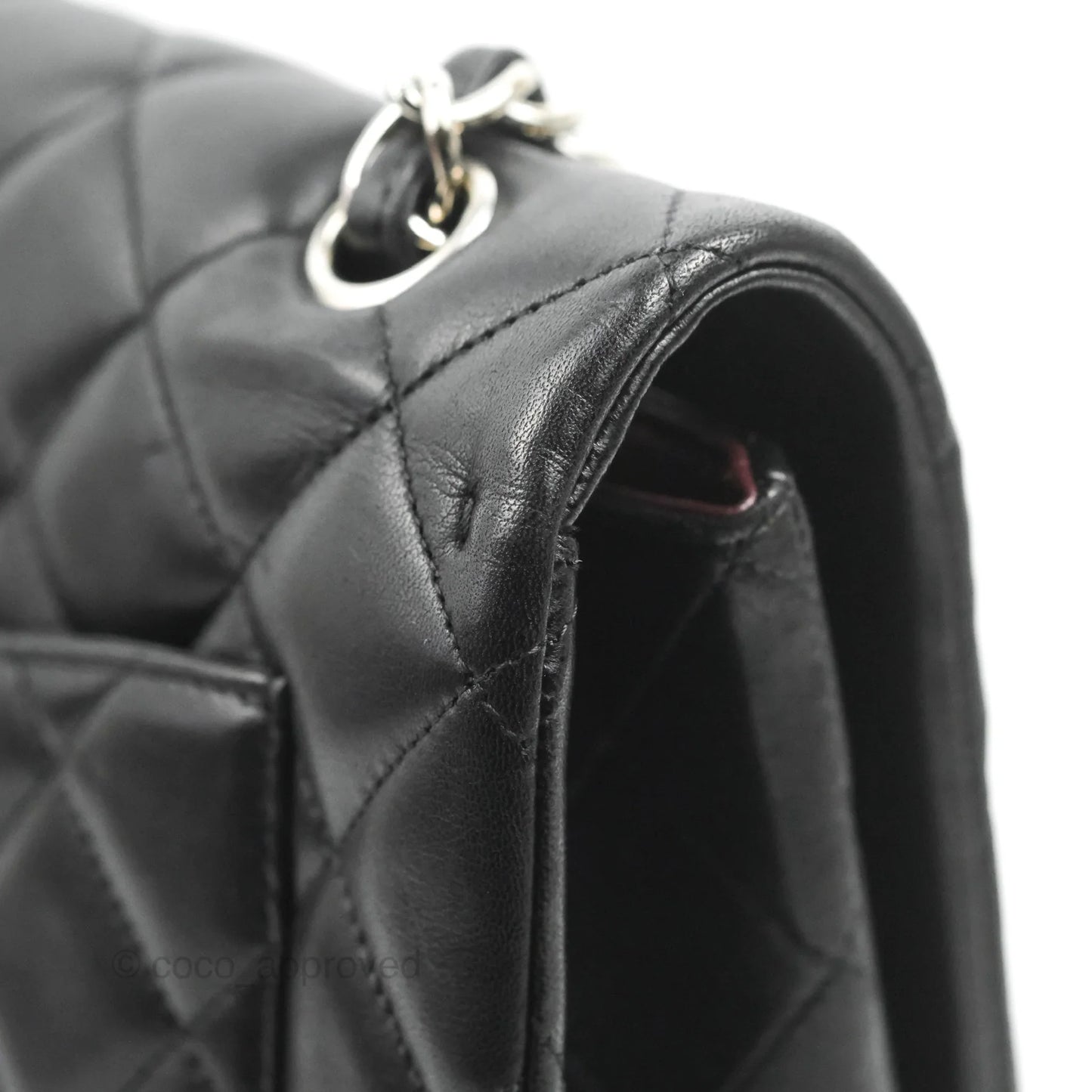 Chanel Single Flap Maxi Lambskin Black Silver Hardware
