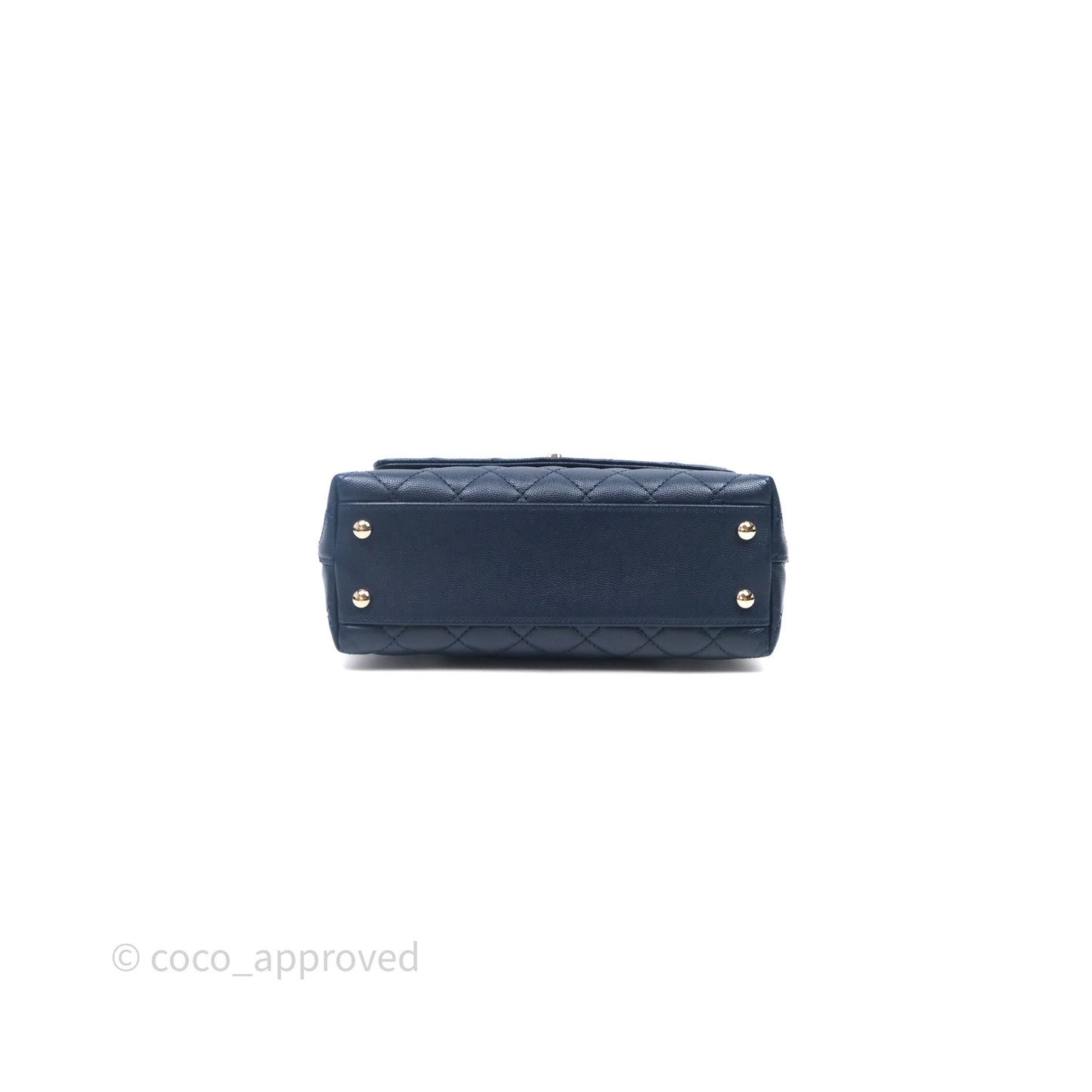 Chanel Small Coco Handle Navy Caviar Gold Hardware Lizard Handle