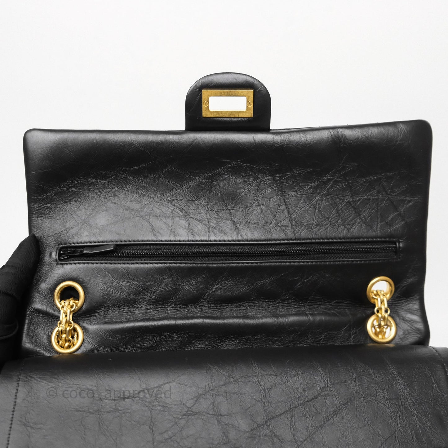 Chanel Reissue 226 Chevron Black Aged Calfskin Aged Gold Hardware