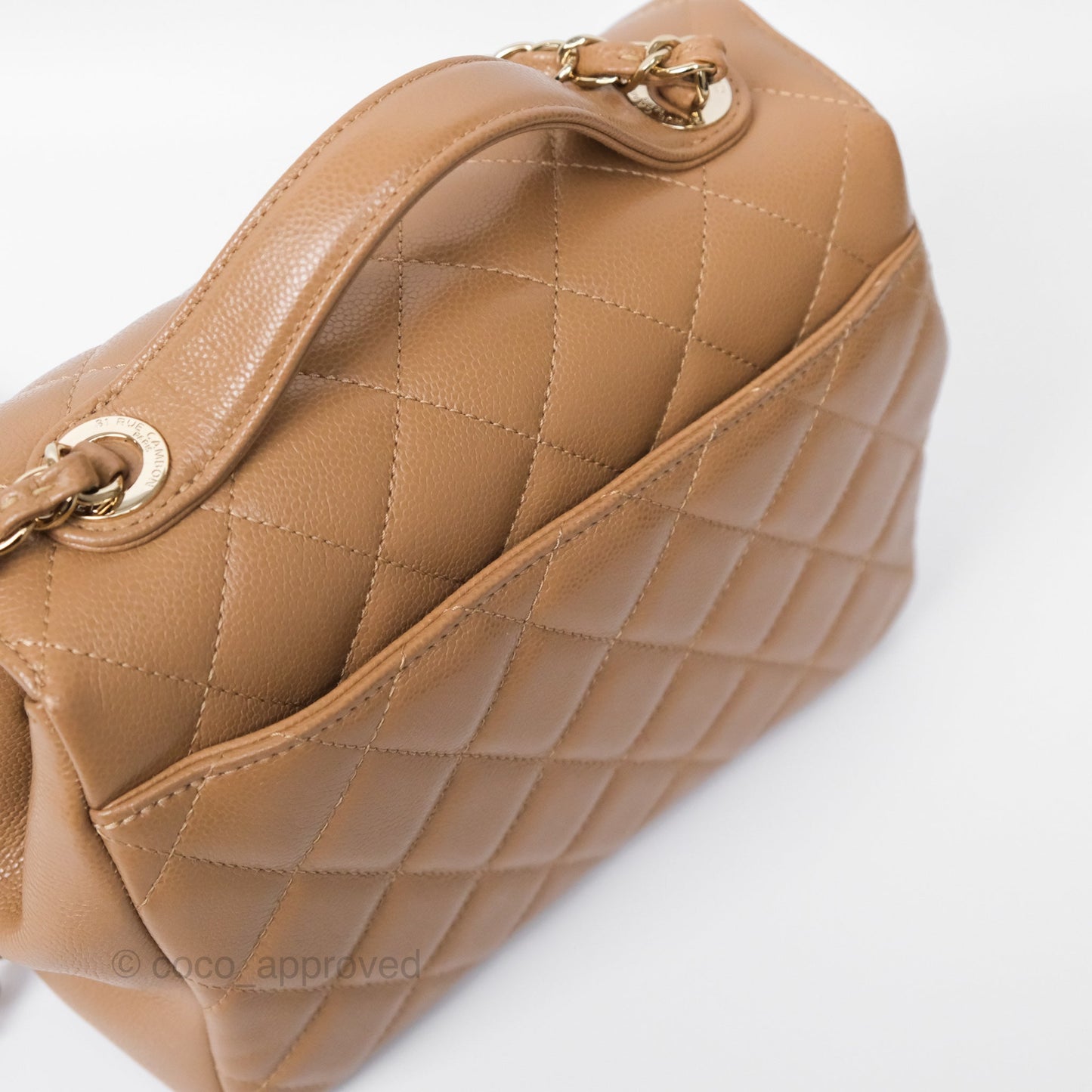 Chanel Quilted Medium Business Affinity Flap Dark Beige Caviar Gold Hardware