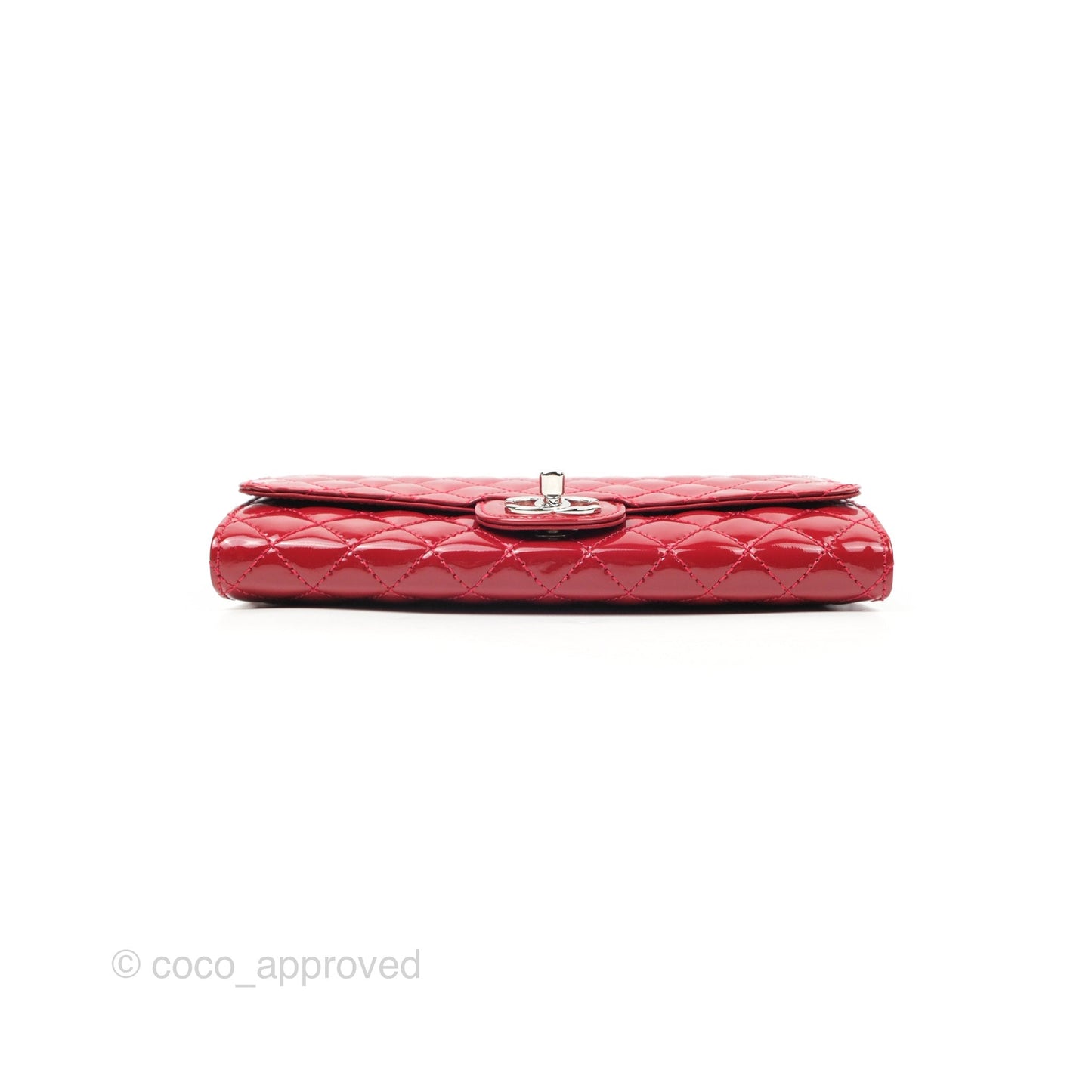 Chanel Brilliant East West Flap Clutch with Chain Red Patent Silver Hardware