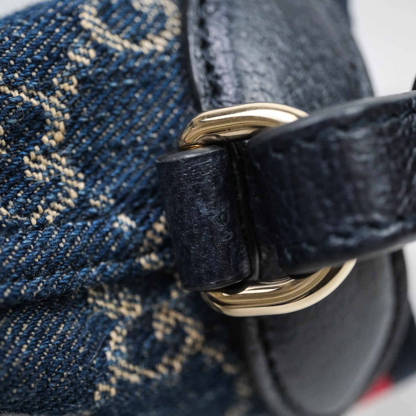Gucci Giglio Small Tote Bag Blue and White GG Denim