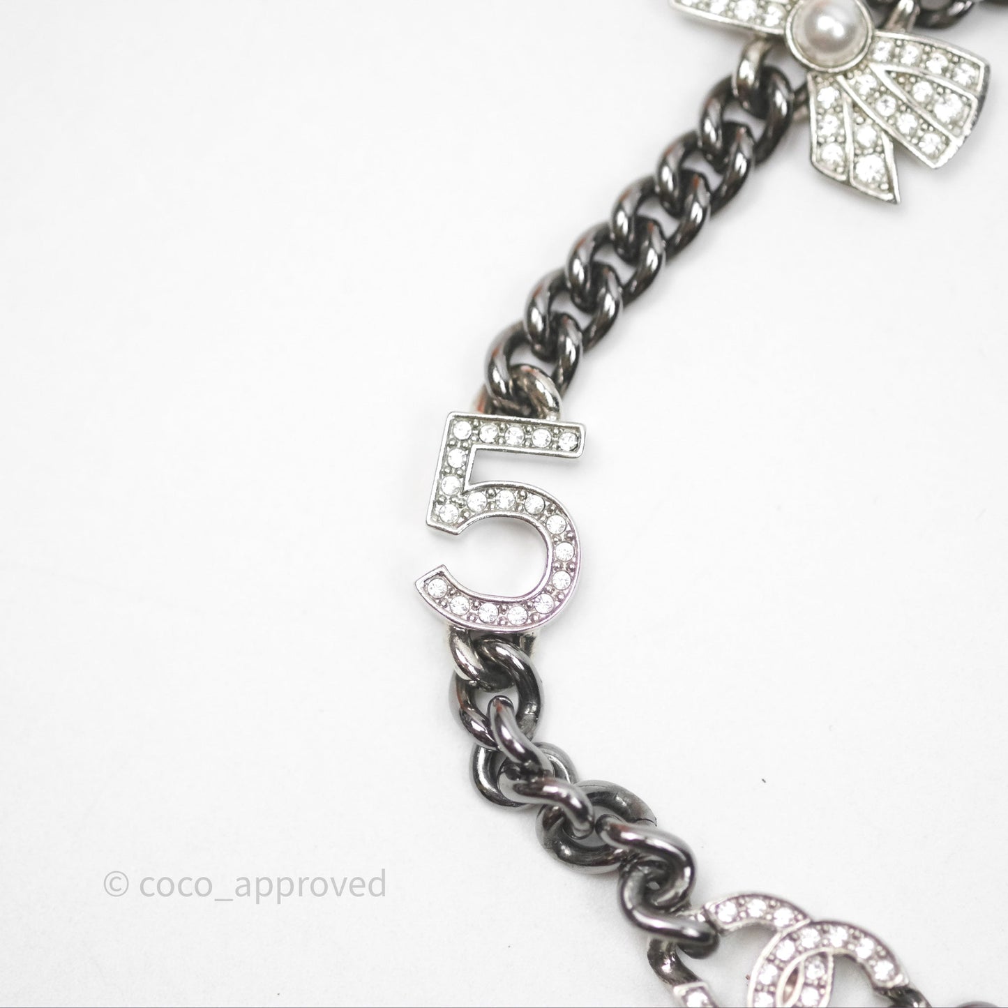 Chanel Crystal Lucky Charms Chain Choker Necklace Ruthenium Hardware 22P