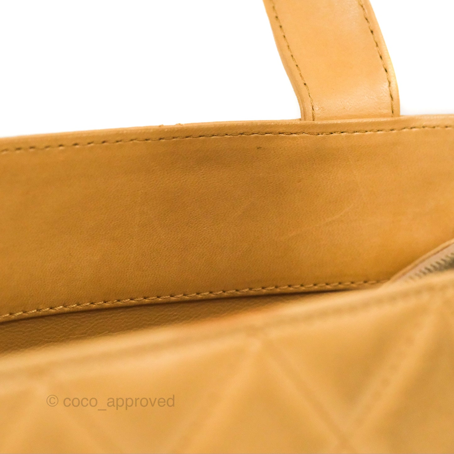 Chanel Vintage Small Top Handle Tote Quilted Beige Lambskin