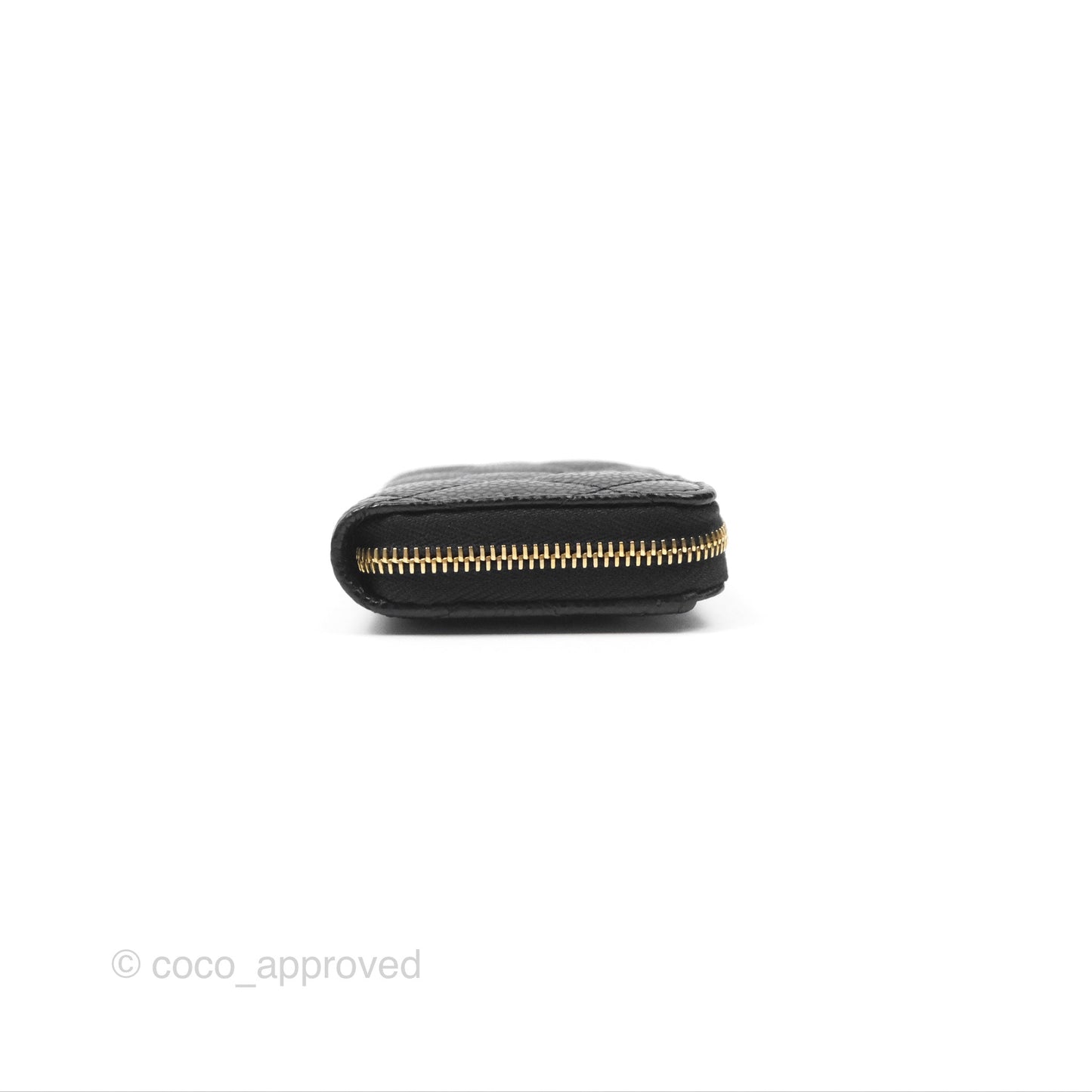 Chanel Quilted Zip Card Holder Black Caviar Gold Hardware
