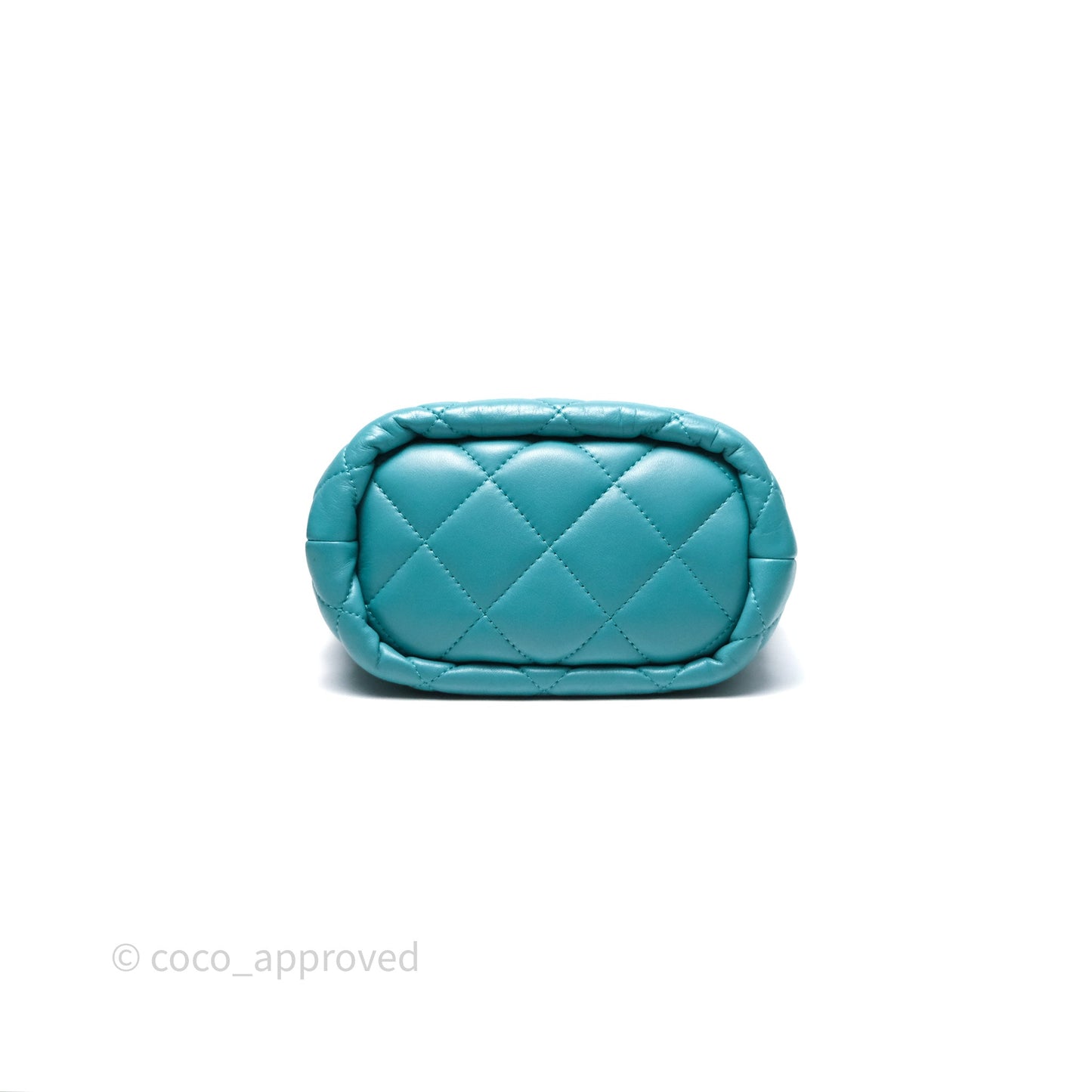 Chanel Pearl CC Drawstring Bucket Bag Teal Green Lambskin Gold Hardware