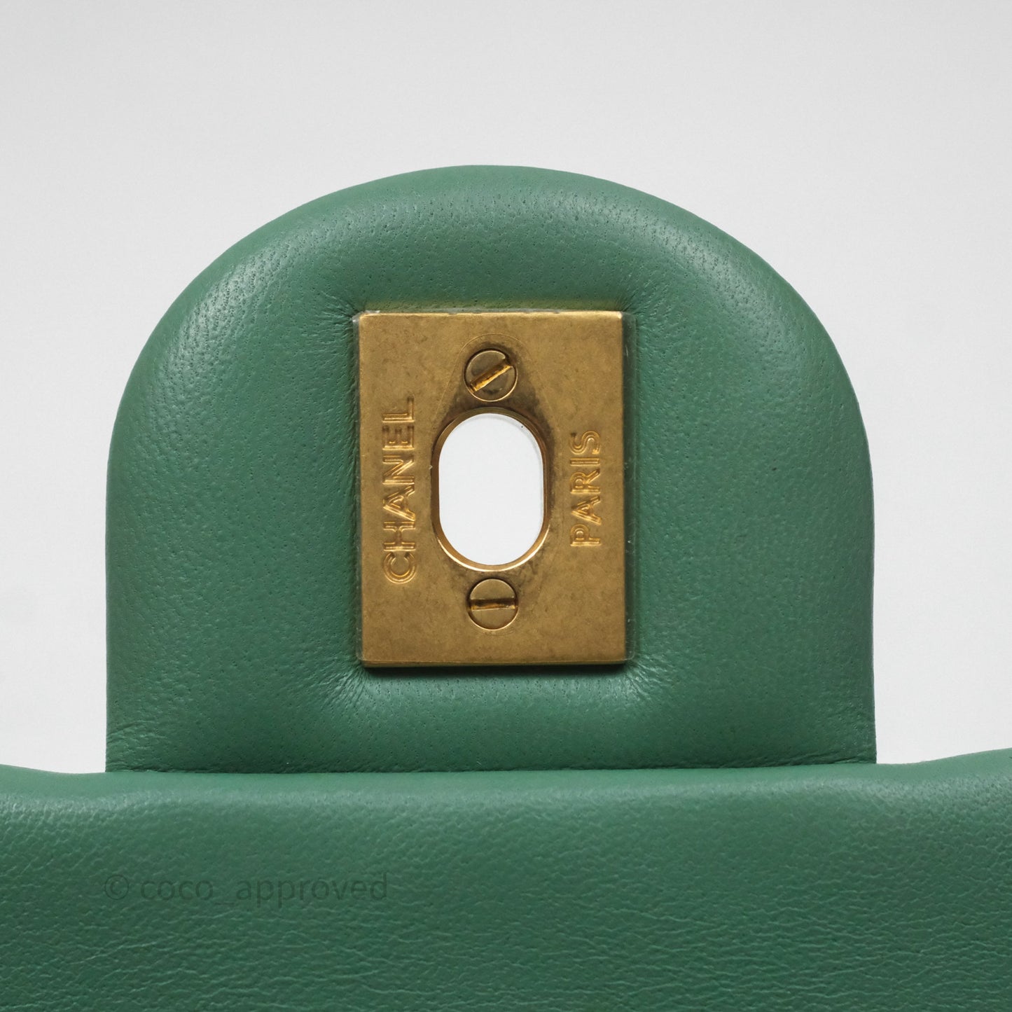 Chanel Pearl Crush Mini Square Quilted Green Lambskin Aged Gold Hardware