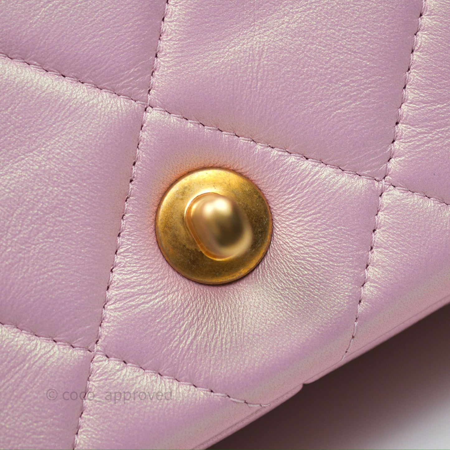 Chanel Mini Flap Bag With Pearl Adjustable Chain Iridescent Pink Lambskin Aged Gold Hardware