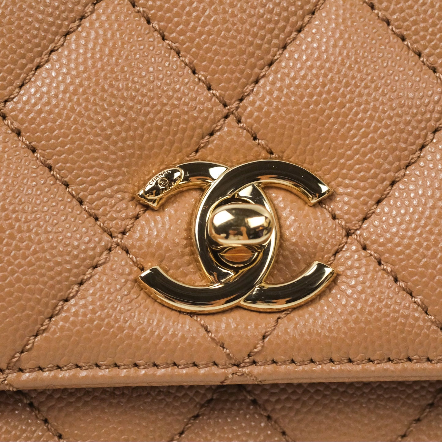 Chanel Mini Coco Handle Dark Beige Caviar Gold Hardware