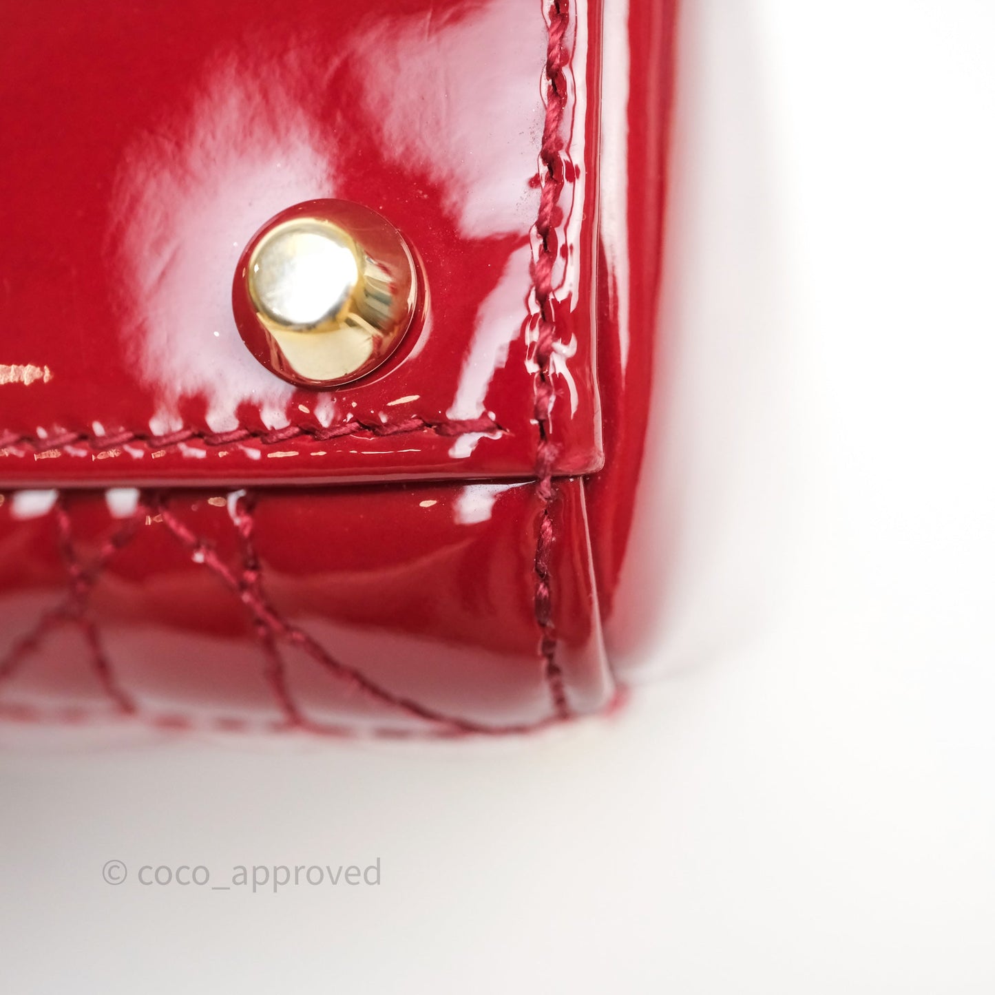 Christian Dior Mini Lady Dior Red Patent Cannage Gold Hardware