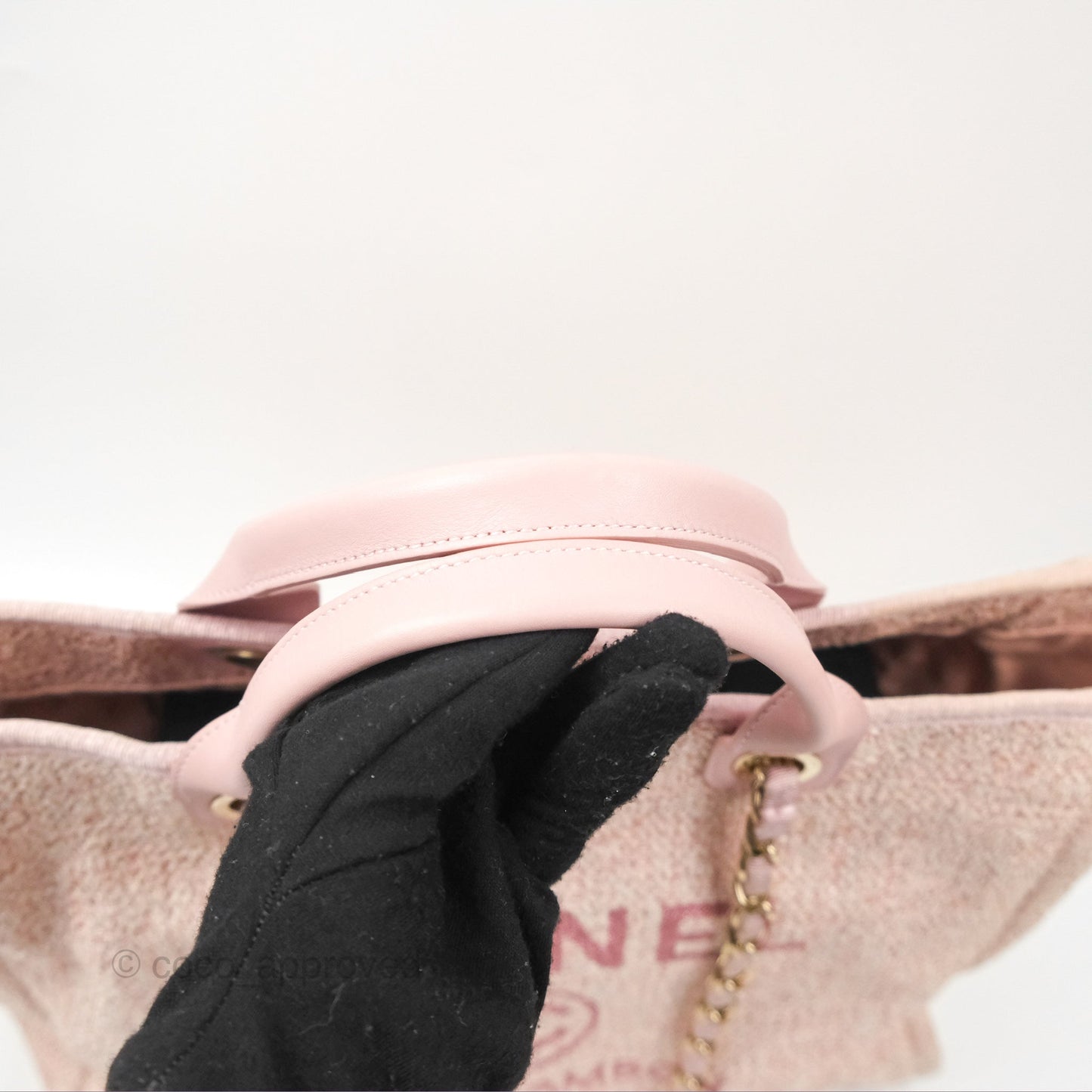 Chanel Large Deauville Tote Pink Woven Tweed Gold Hardware