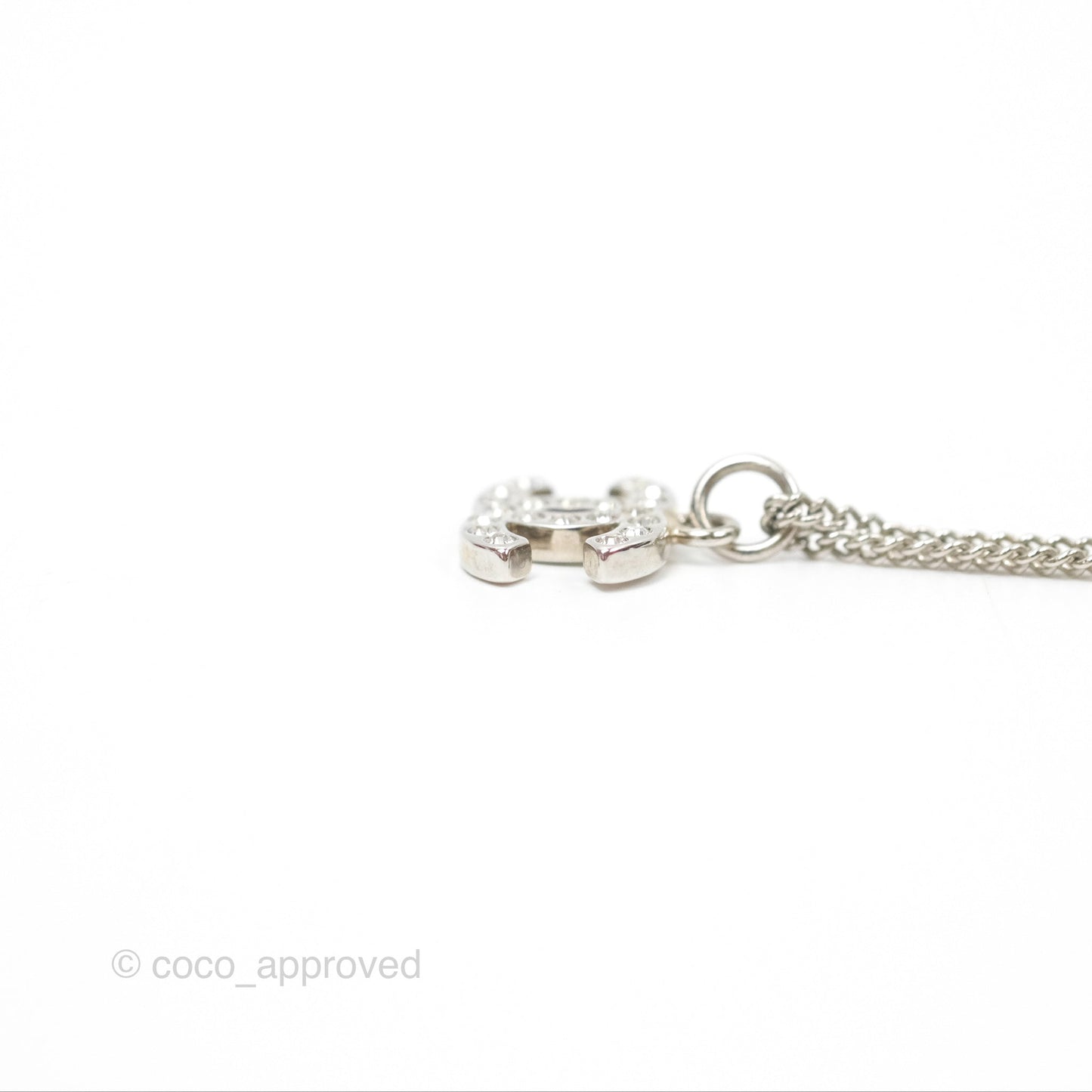 Chanel CC Pearl Necklace Silver Tone 12V
