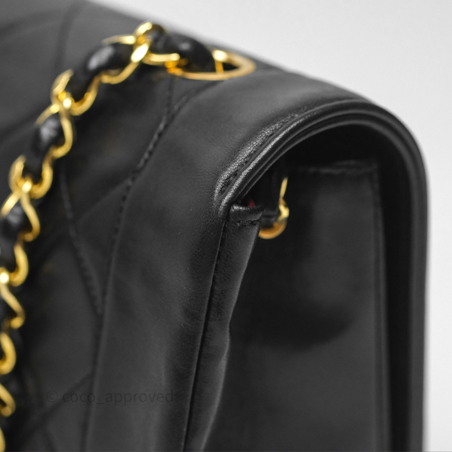 Chanel Medium Vintage Quilted Classic Diana Flap Bag Black Lambskin 24K Gold Hardware