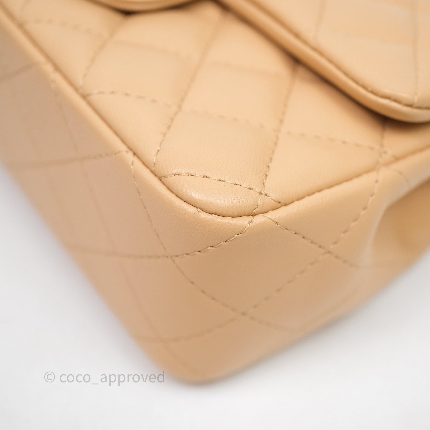 Chanel Mini Rectangular Quilted Beige Lambskin Light Gold Hardware