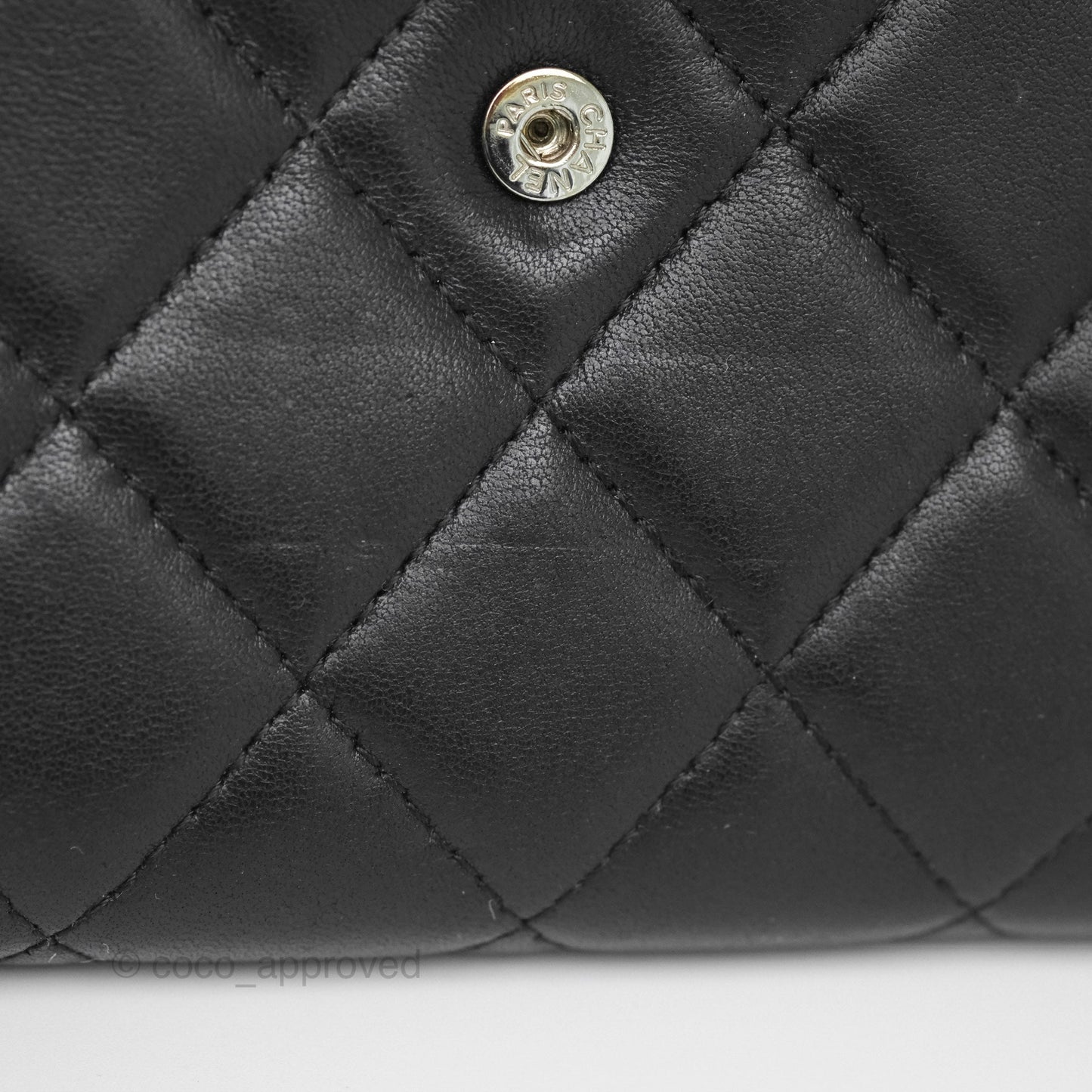 Chanel Classic Quilted Long Wallet Black Lambskin Silver Hardware