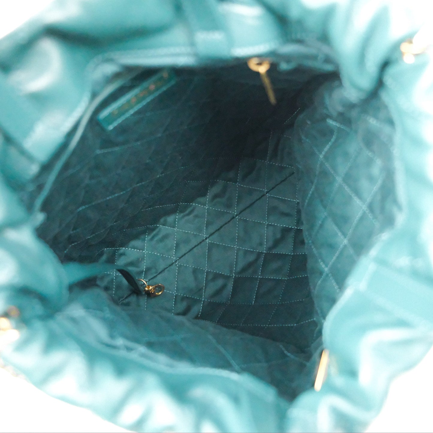 Chanel 22 Small Quilted Backpack Green Shiny Calfskin