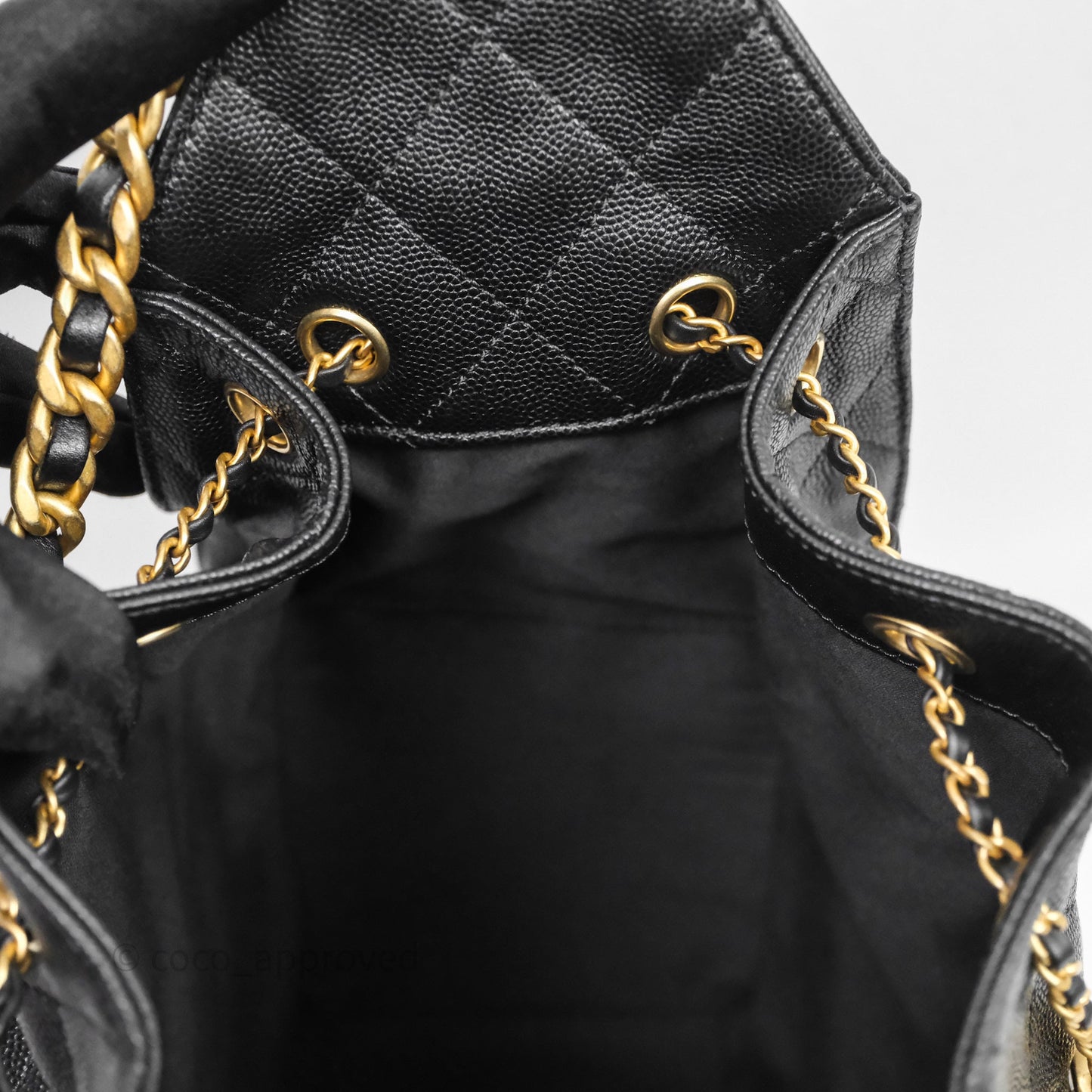 Chanel 25 Medium Black Caviar Aged Gold Hardware