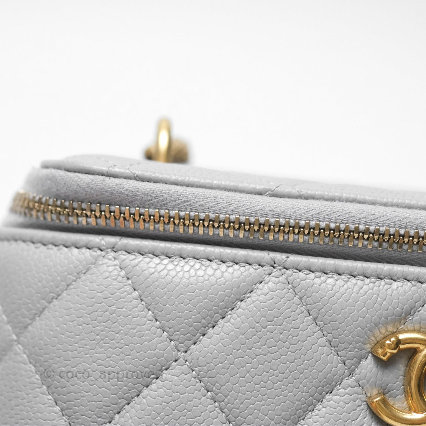 Chanel Vanity with Heart Adjustable Chain Grey Caviar Aged Gold Hardware