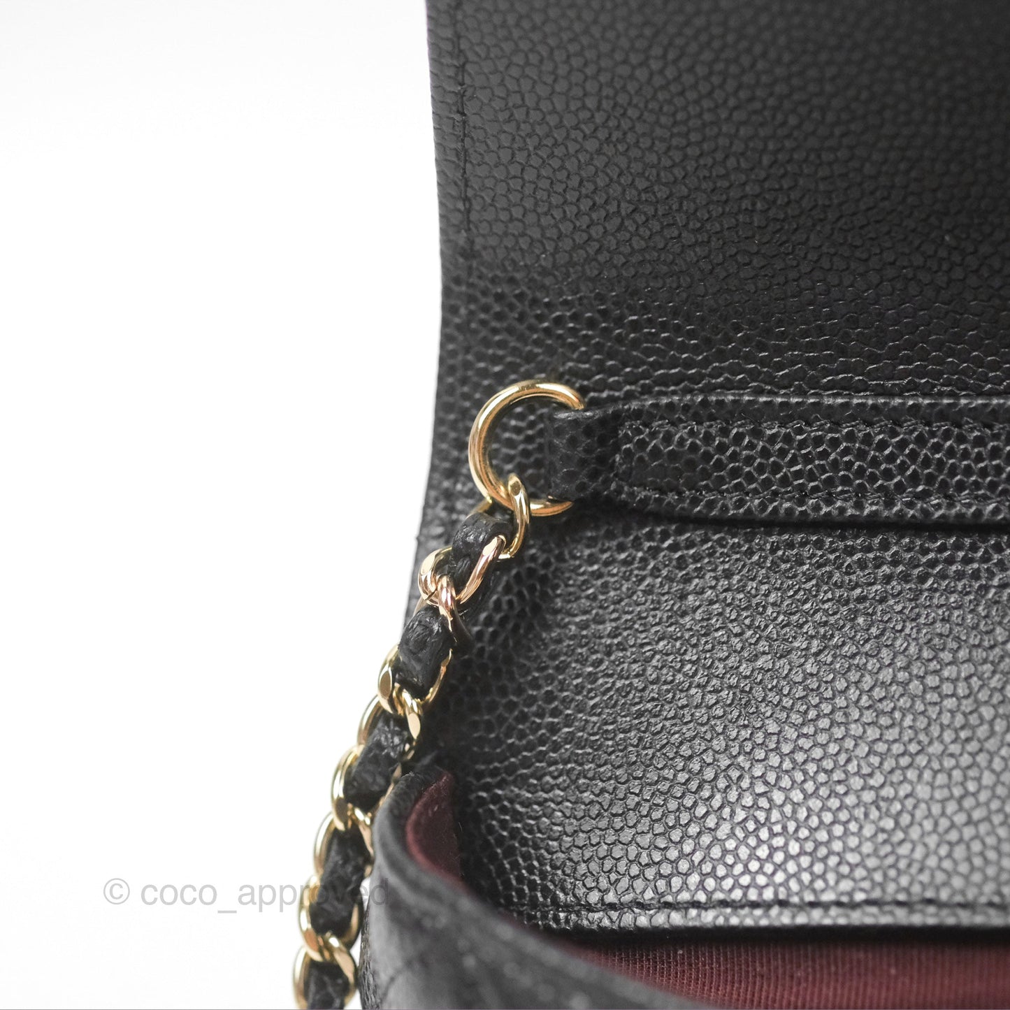 Chanel Quilted Glasses Case With Chain Black Caviar Gold Hardware