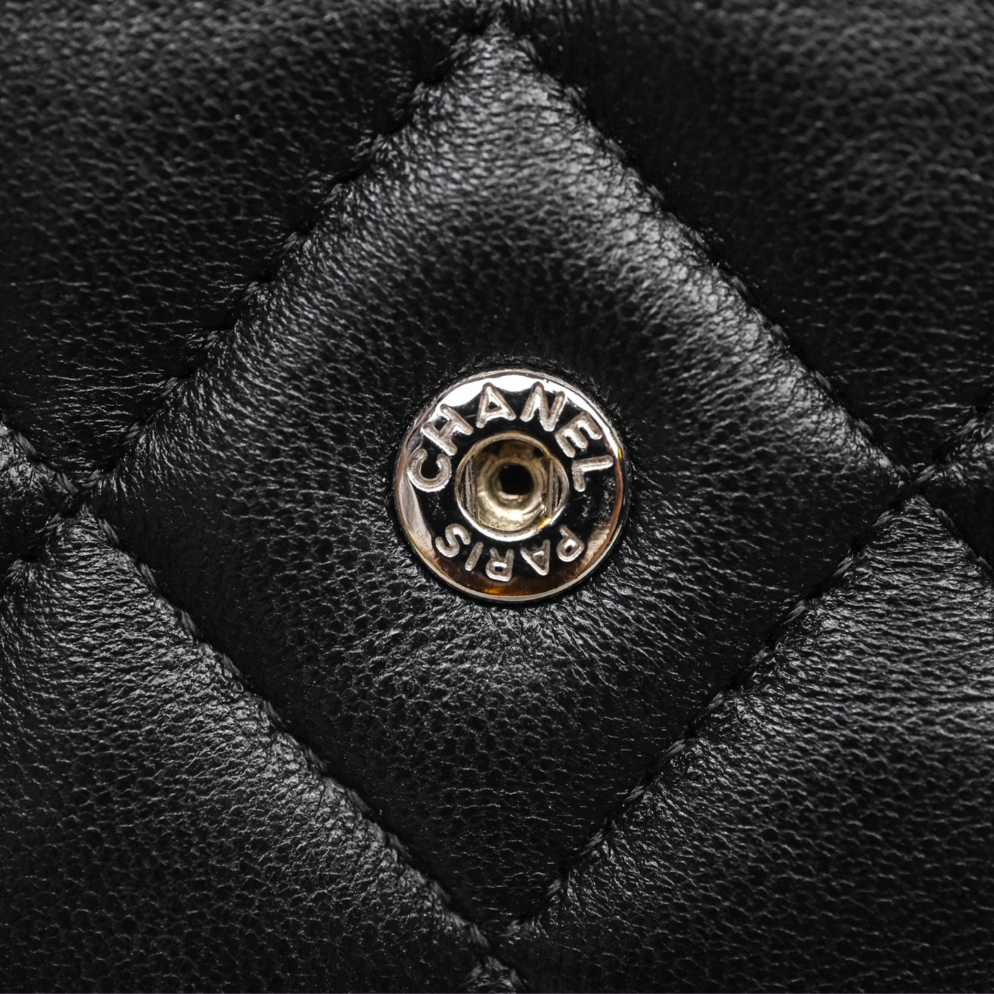 Chanel Quilted WOC Black Lambskin Silver Hardware