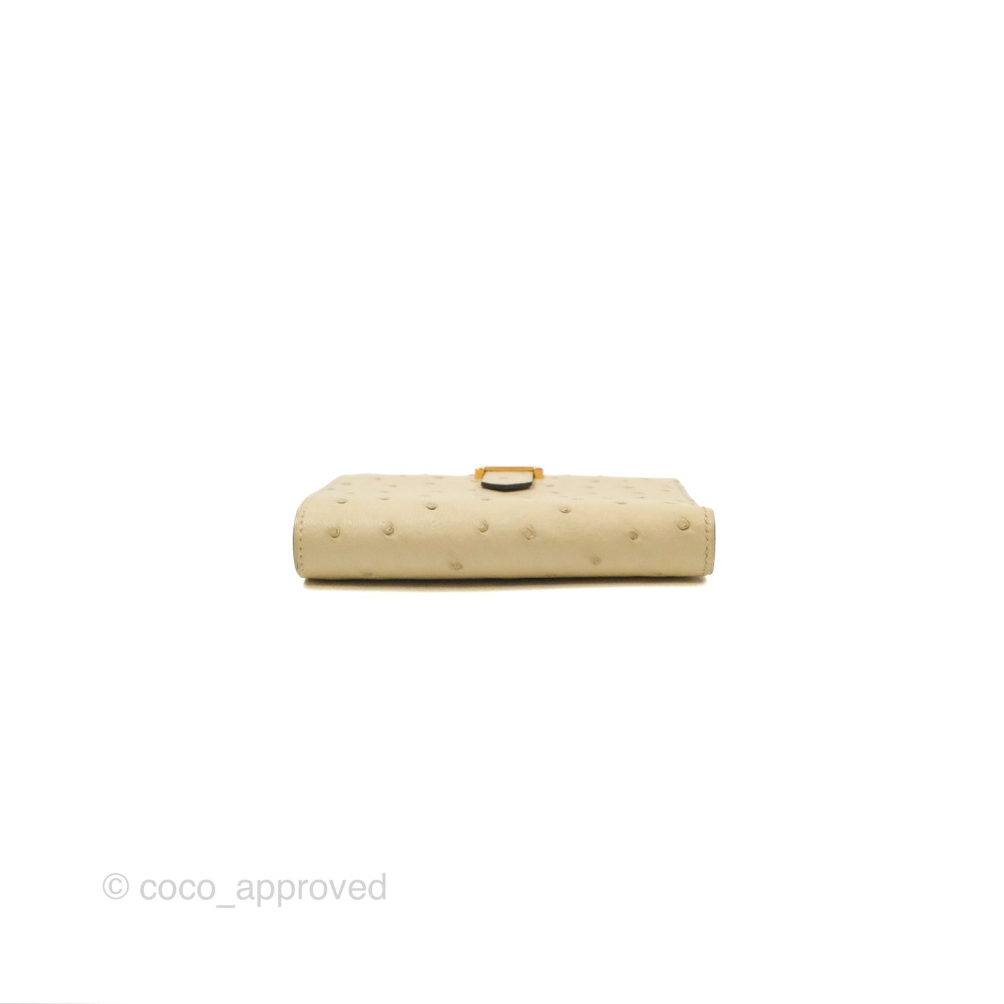 Hermes Bearn Compact Wallet Parchemin Autruche Gold Hardware