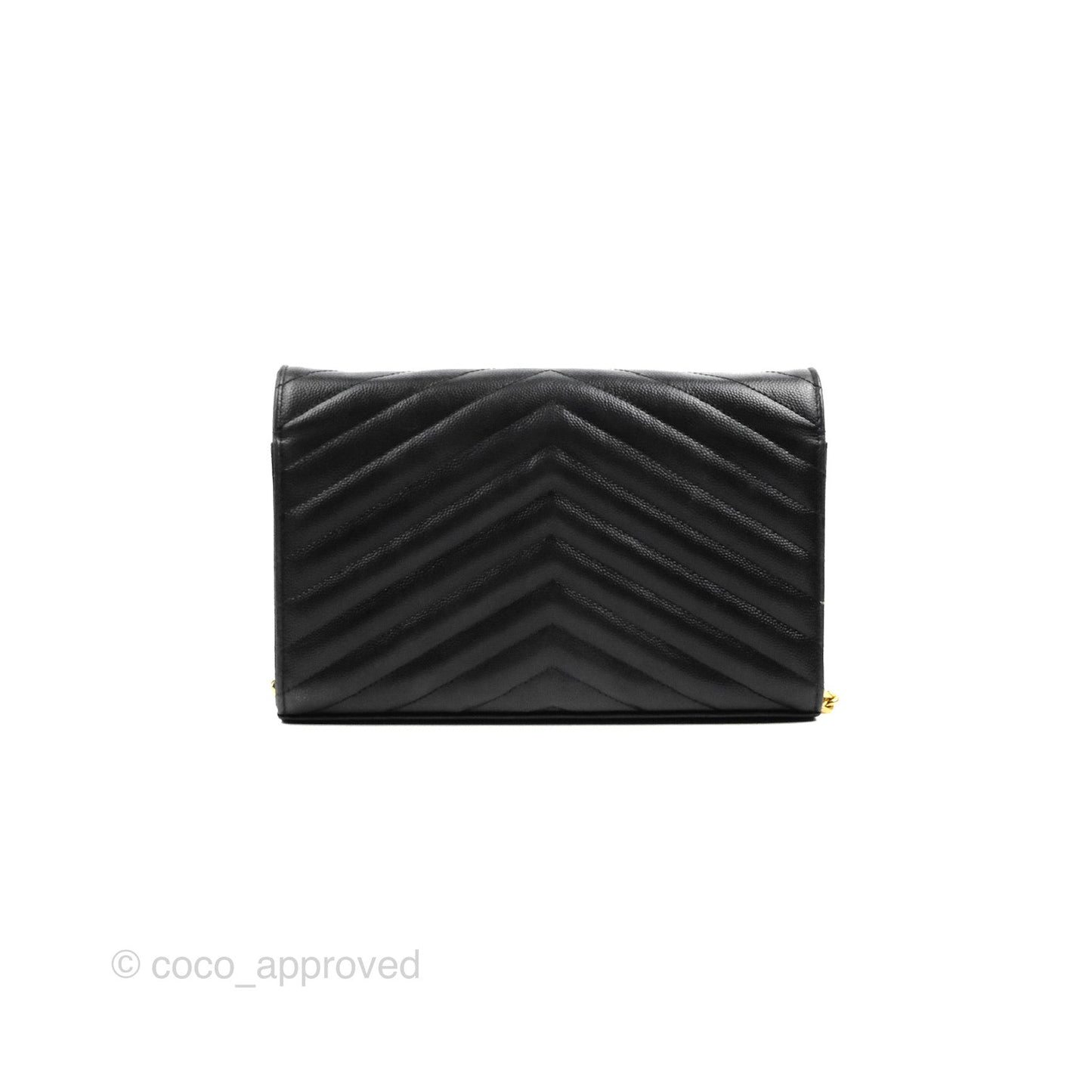 Saint Laurent Wallet on Chain WOC Black Grained Leather Gold Hardware