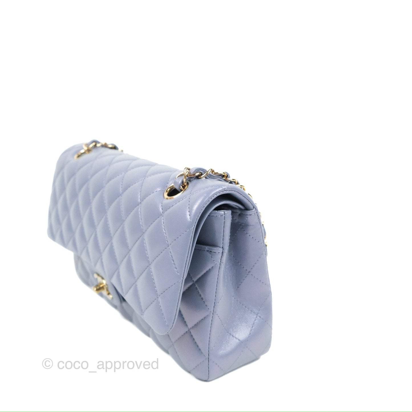 Chanel Classic M/L Medium Flap Quilted Iridescent Purple Lambskin Gold Hardware
