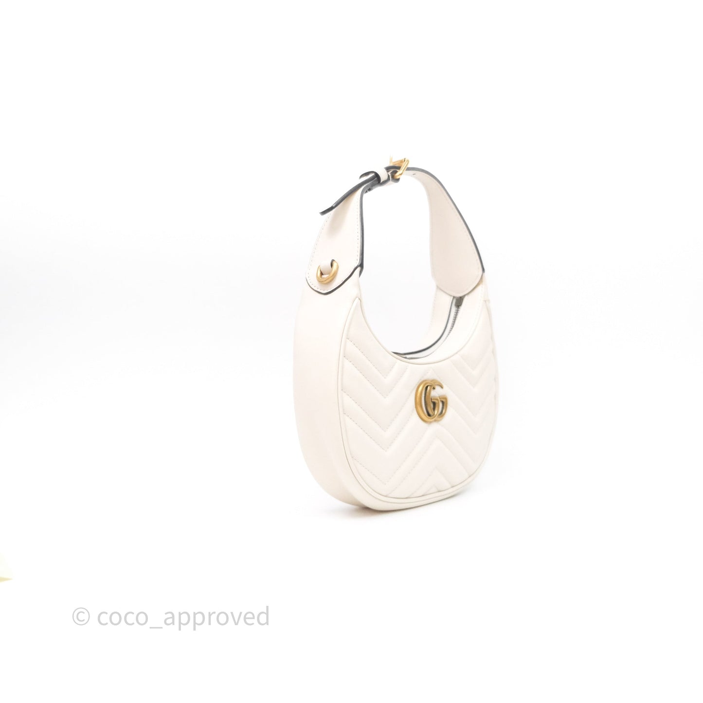 Gucci GG Marmont Half Moon-shaped Hobo Bag White