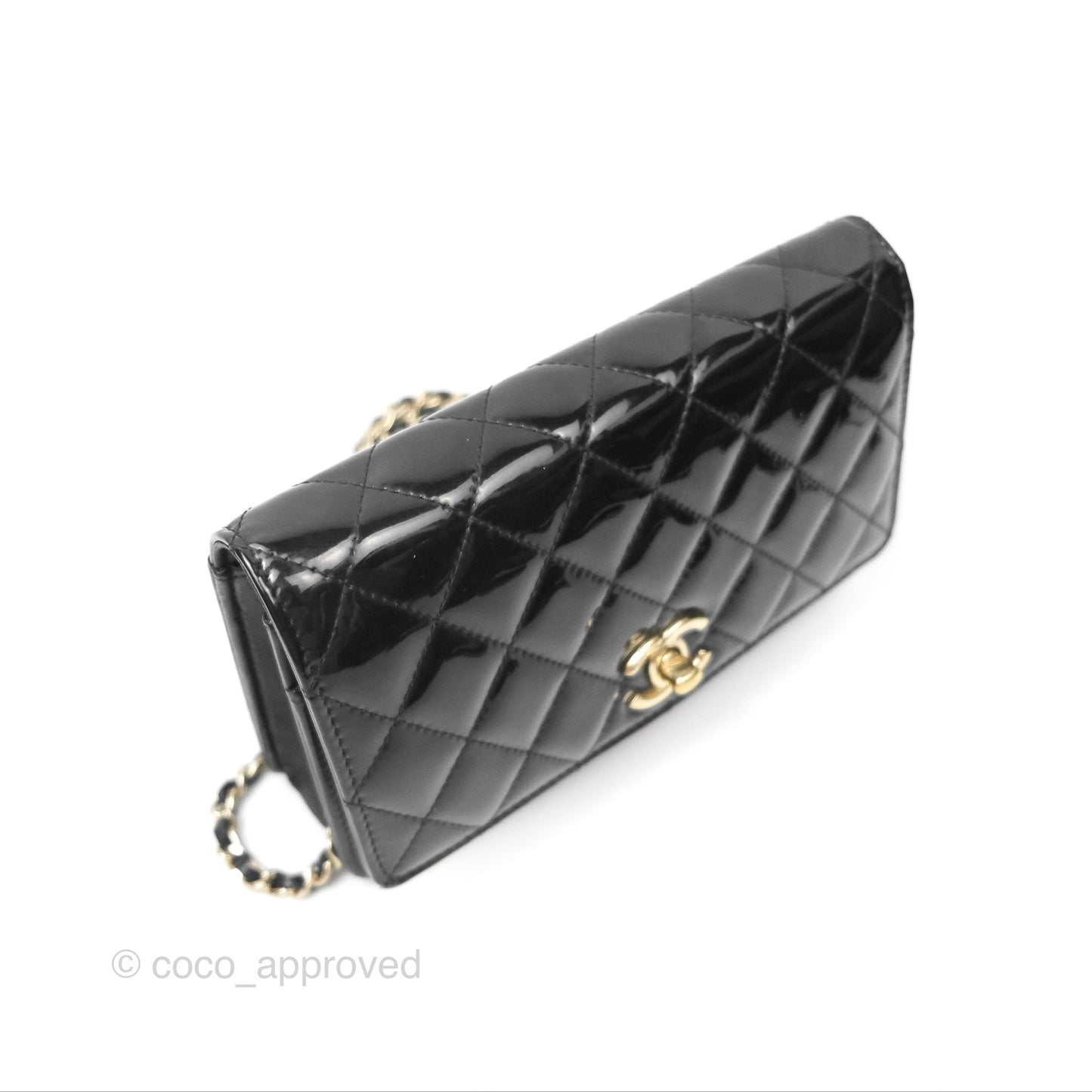 Chanel Wallet On Chain WOC Black Patent Lambskin Gold Hardware