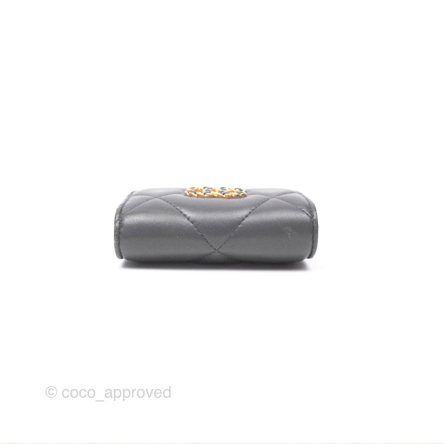 Chanel 19 Short Flap Wallet Grey Gold Hardware