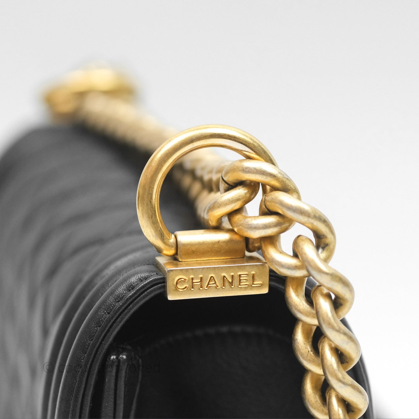 Chanel Small Boy Black Calfskin Aged Gold Hardware