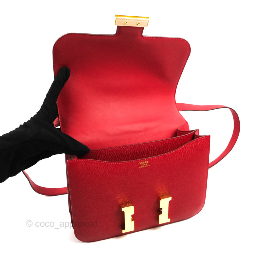 Hermès Constance 24 Rouge Casaque Epsom Gold Hardware