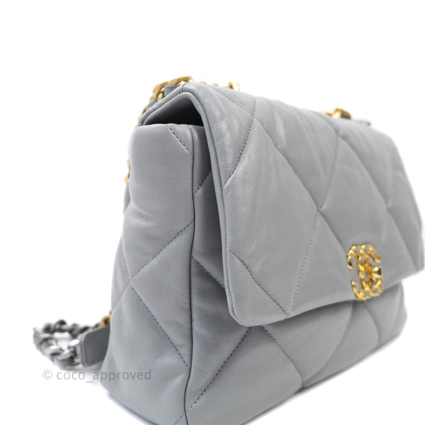 Chanel 19 Medium Grey Mixed Hardware Goatskin