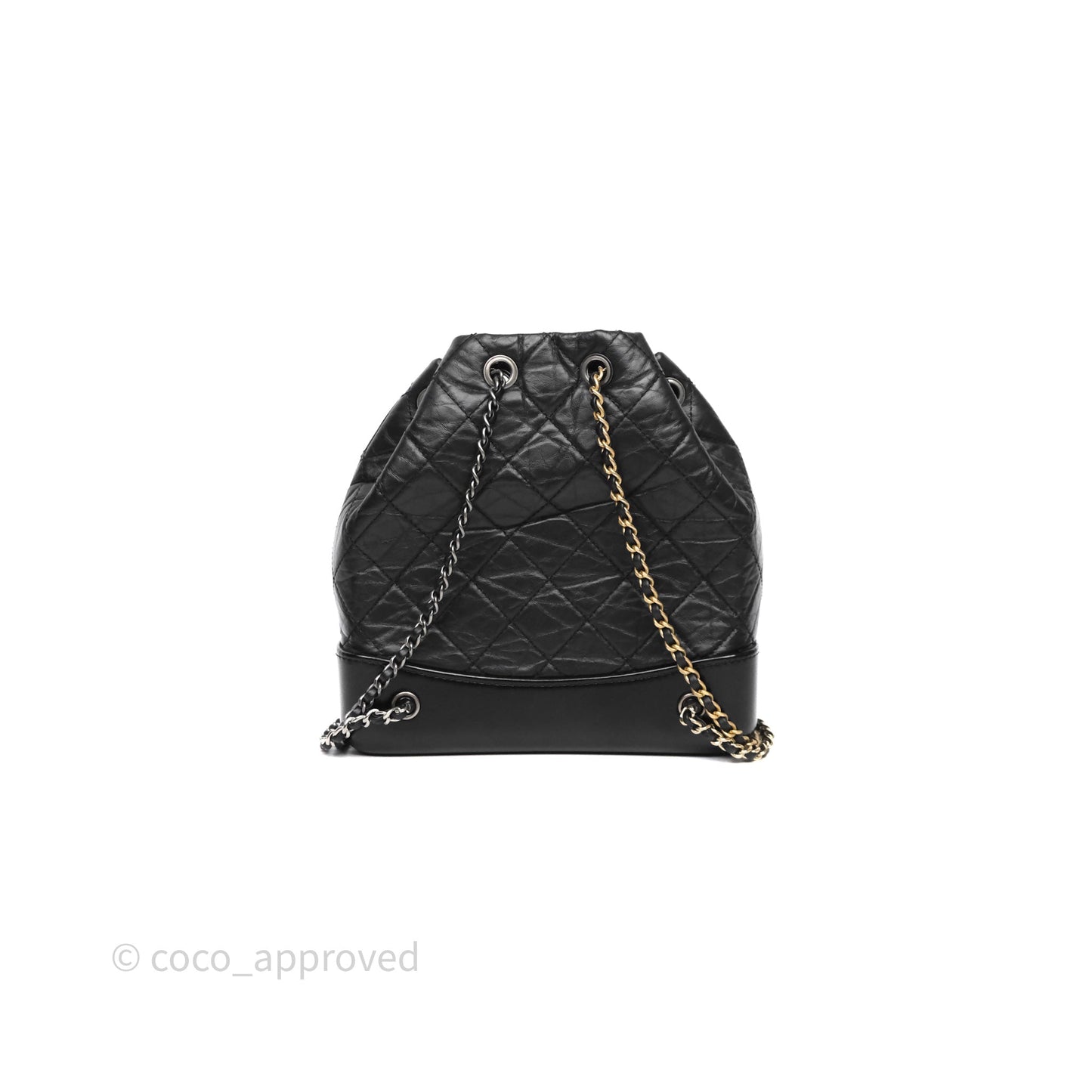 Chanel Small Gabrielle Backpack Quilted Black Aged Calfskin