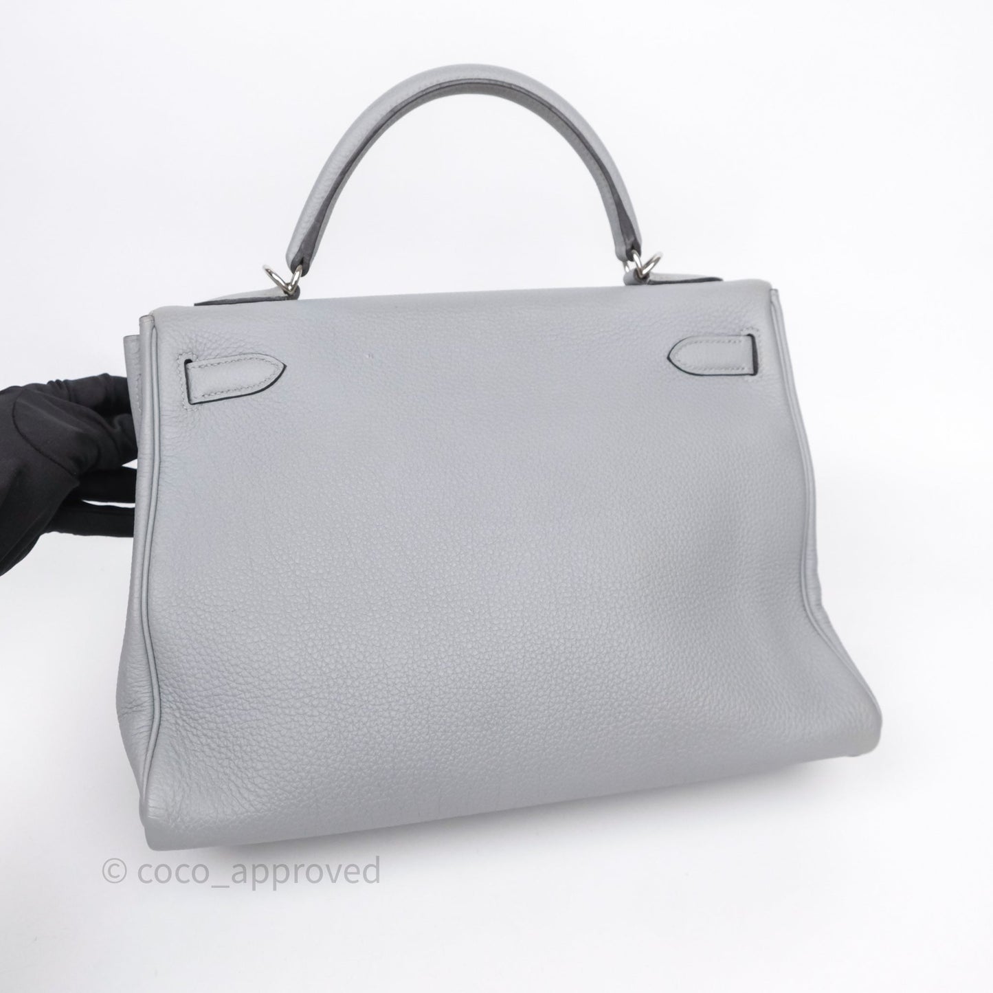 Hermès Kelly 32 Retourne Bleu Glacier 8U Togo Palladium Hardware