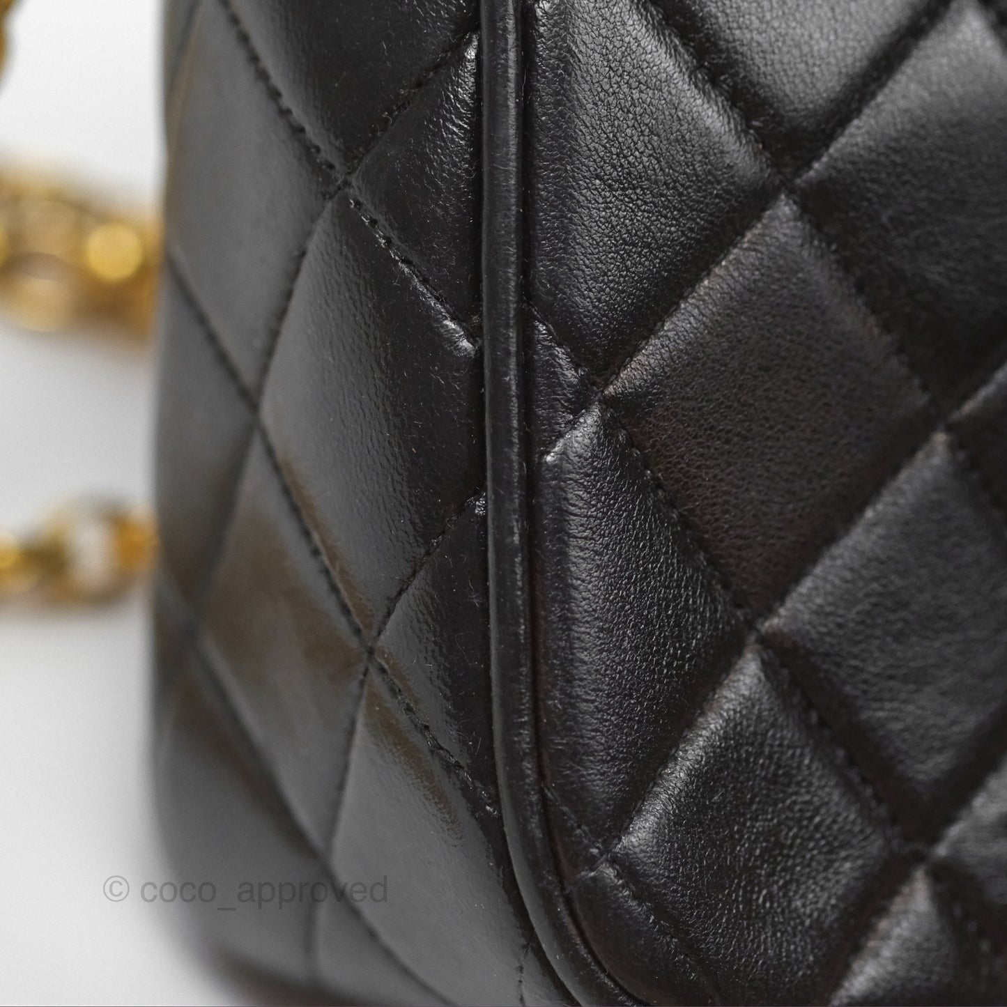 Chanel Vintage Diana Fringe Camera Bag Black Lambskin 24K Gold Hardware