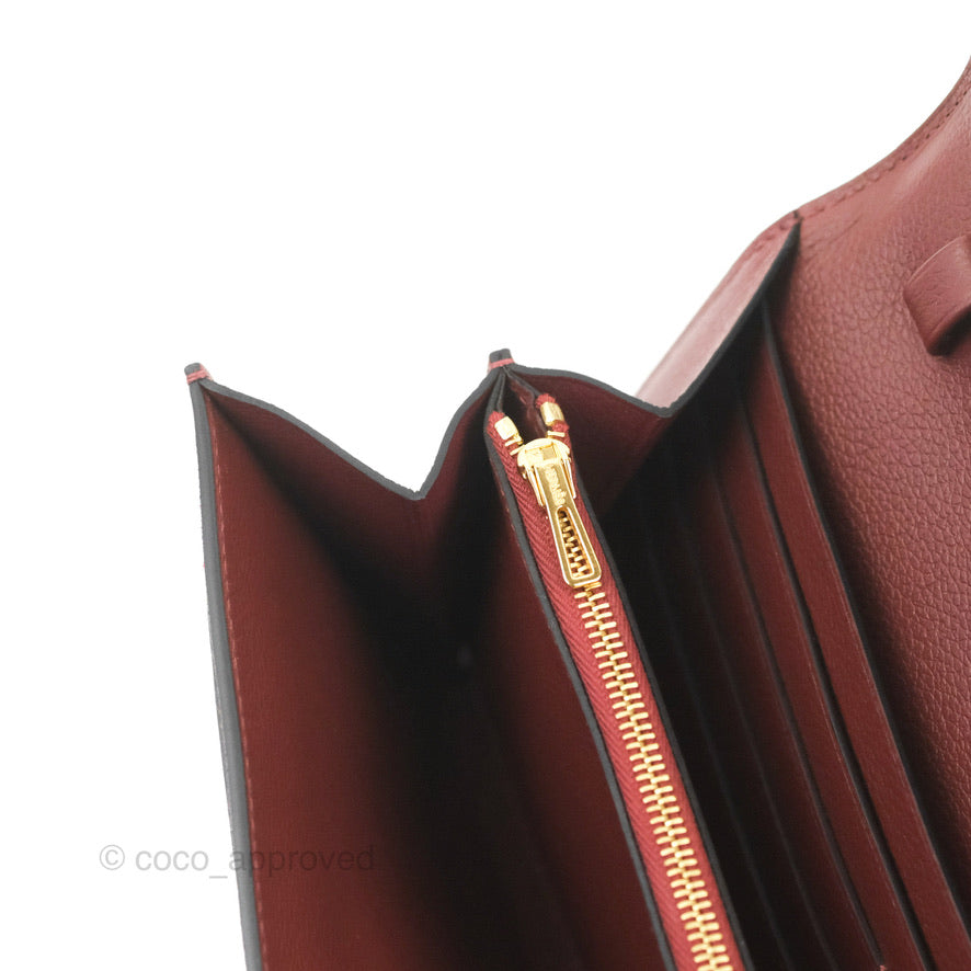 Hermès Constance Long To Go Wallet Red Rouge H Evercolor Gold Hardware