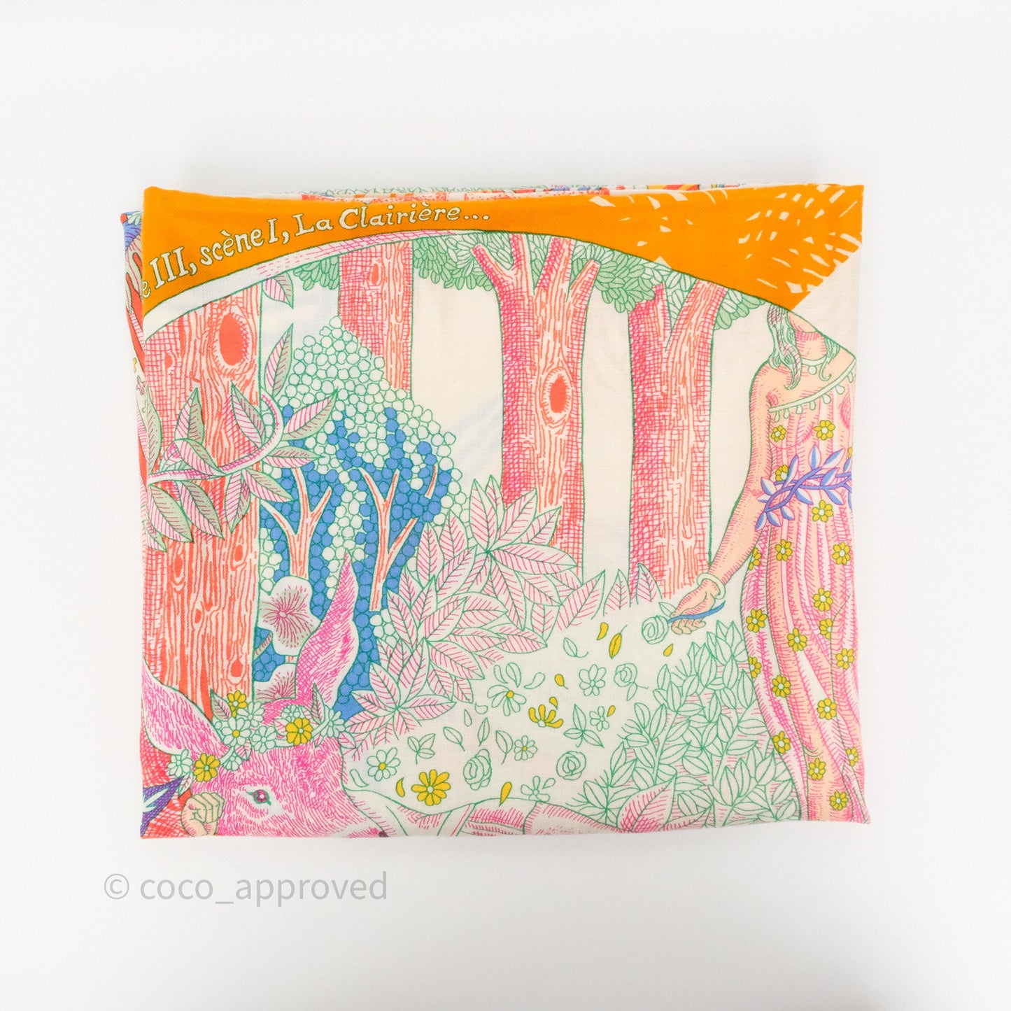 Hermès Acte III Scene I La Clairiere Scarf Shawl 140 Cashmere Silk