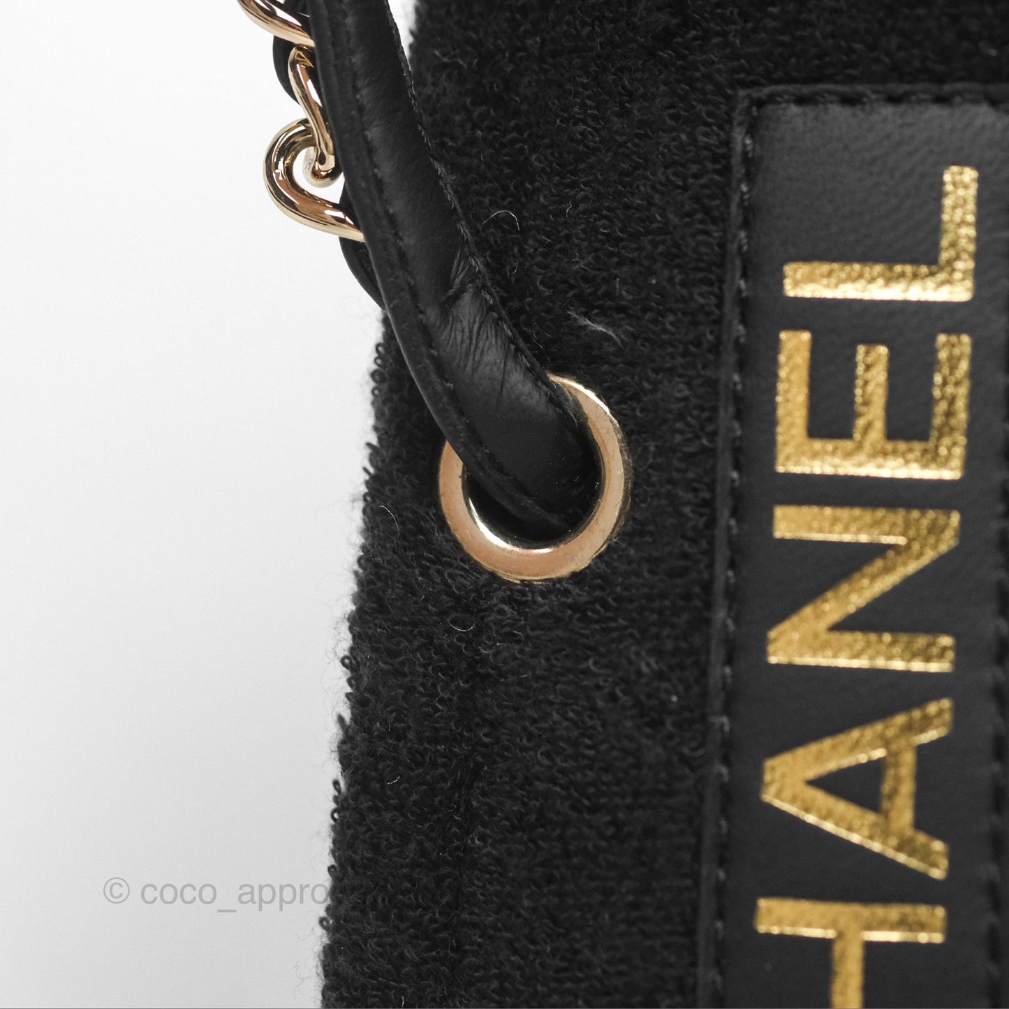 Chanel Chain Terry Slide Thong Sandals Black Size 39