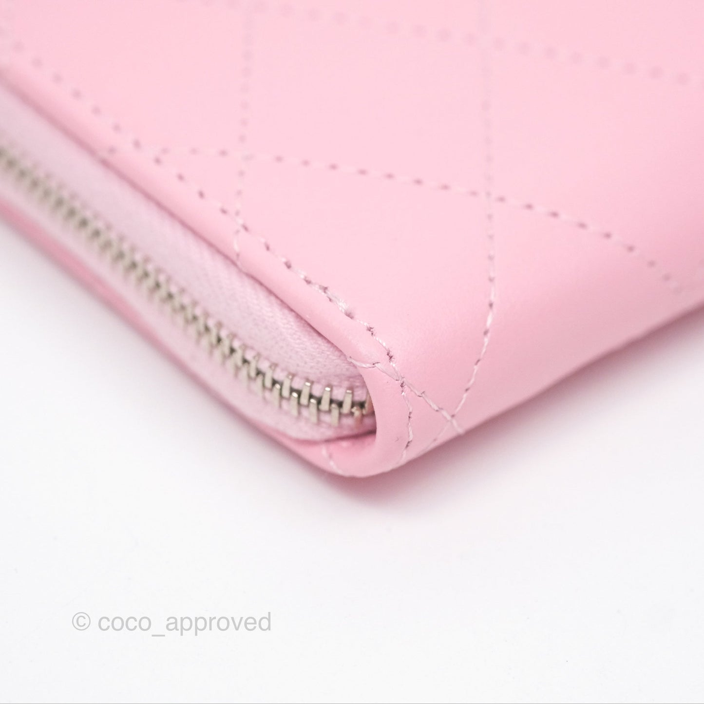 Chanel Classic Zipped Coin Purse Pink CC Silver Hardware